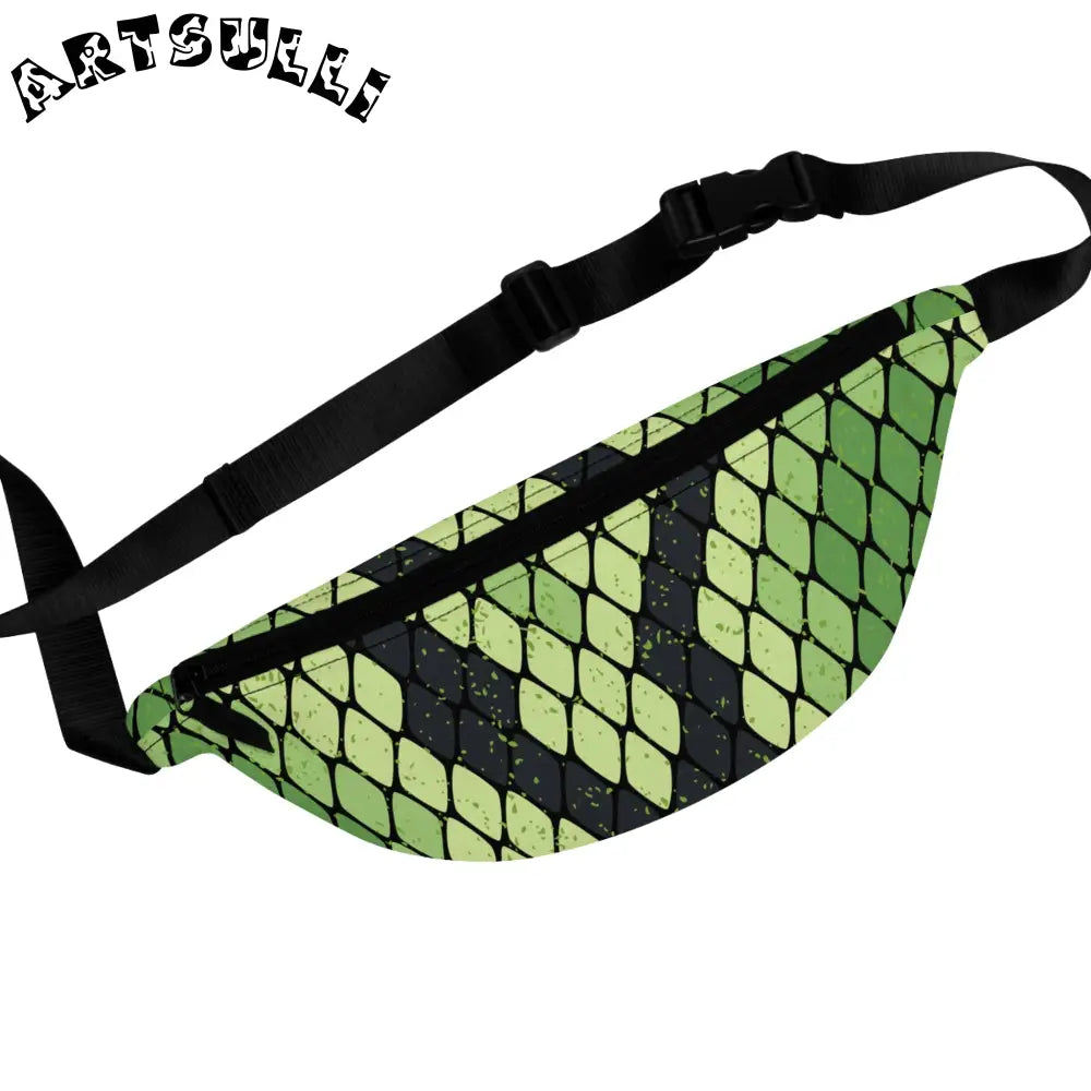 JAKKOUTTHEBXX Snake Skin Green and Black Fanny Pack JAKKOUTTHEBXX