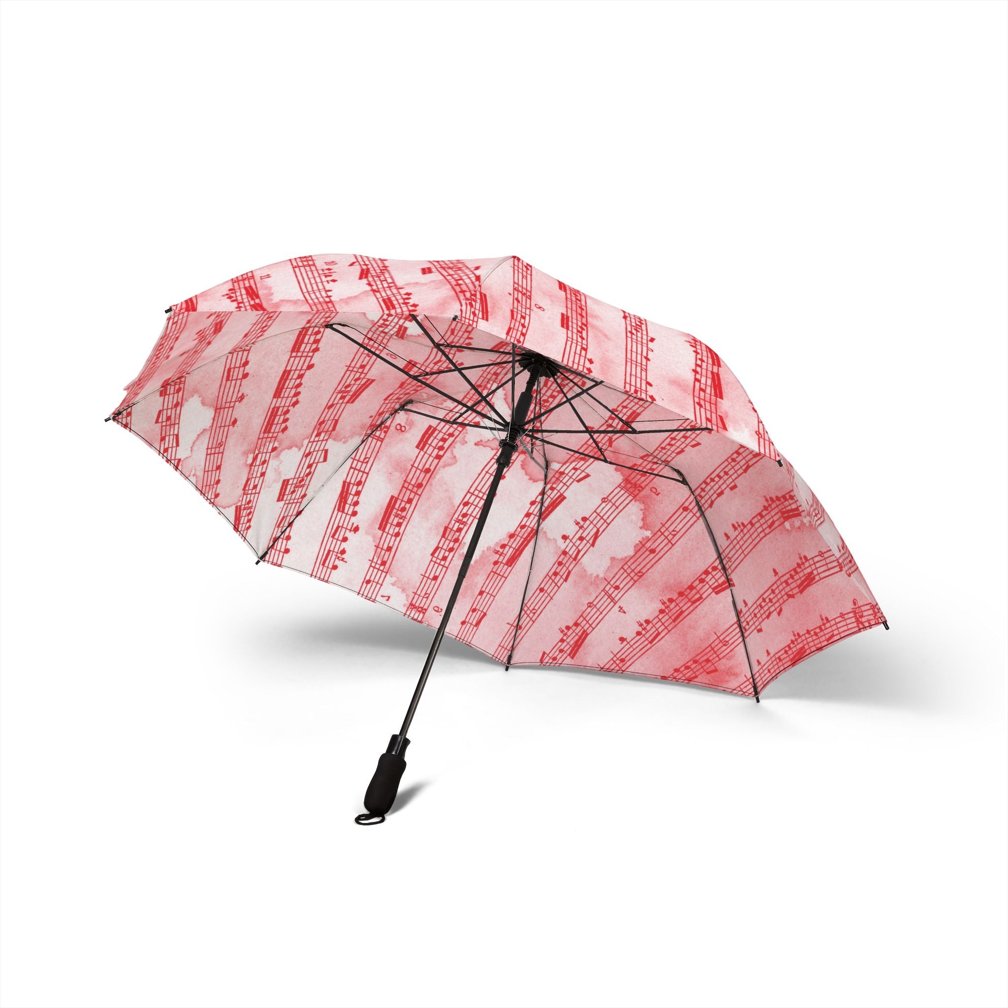 Drip Spill Type Beat Sheet Music II Red Semi-Automatic Foldable Umbrella, Artsulli - Art is Long, Life is Short, Accessories, , , , , , , 