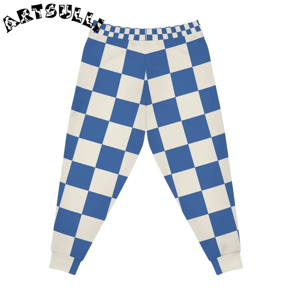 JAKKOUTTHEBXX Checkerboard Blue Athletic Joggers (AOP) JAKKOUTTHEBXX