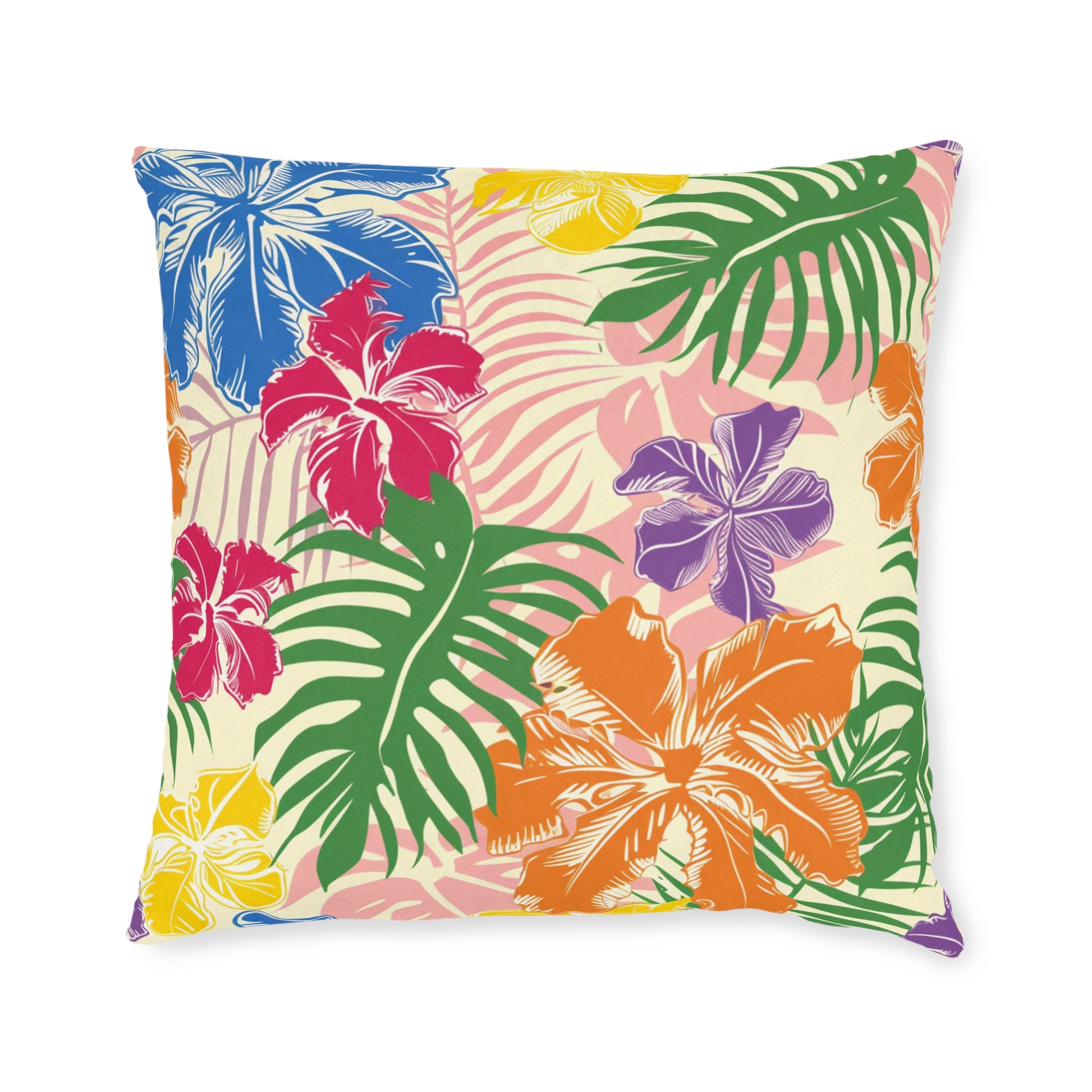 Blooming Tropical Flowers Square Pillow, Artsulli - Art is Long, Life is Short, Home Decor, Size, 22" × 22", , , , , 21263889168831377249