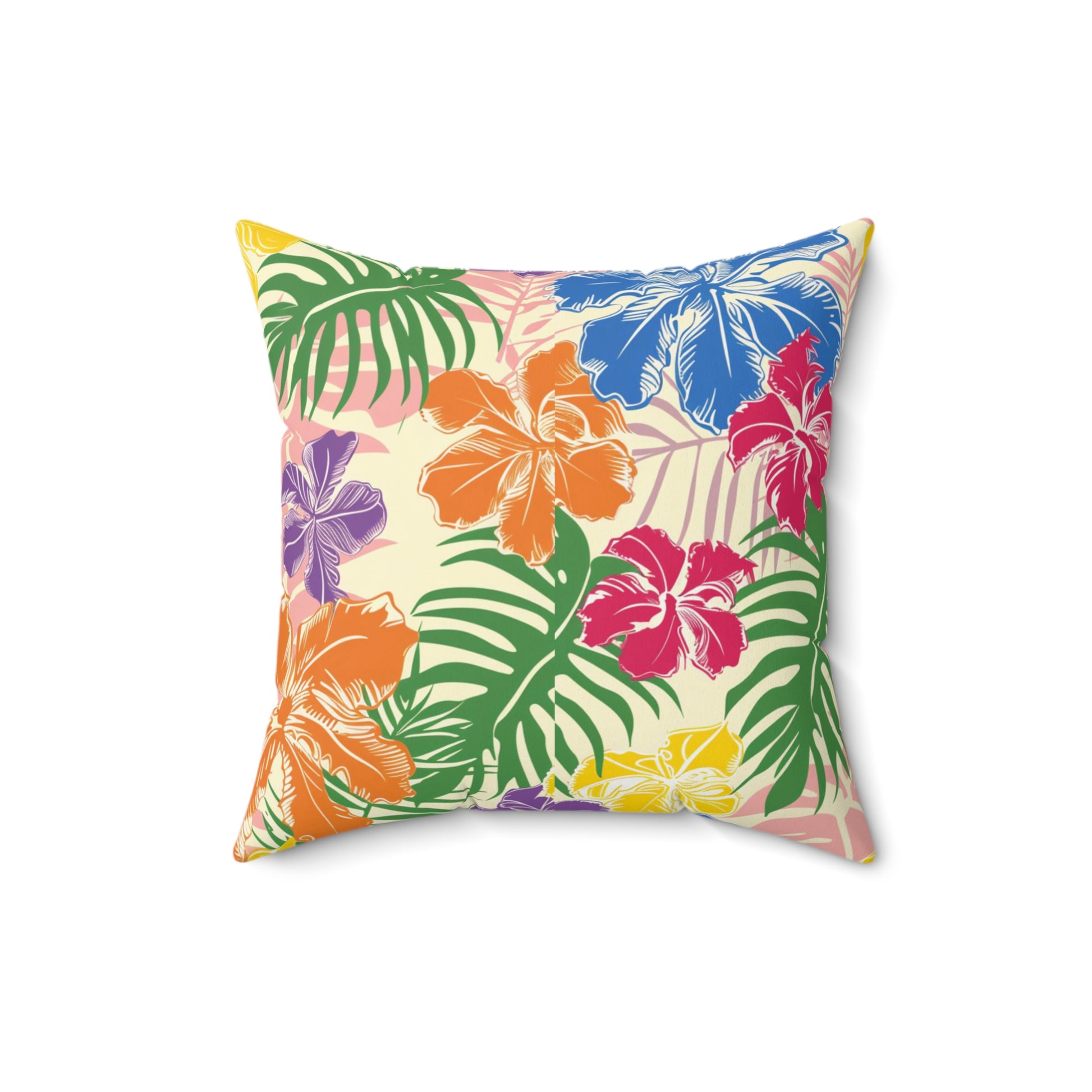 Blooming Tropical Flowers Spun Polyester Square Pillow, Artsulli - Art is Long, Life is Short, Home Decor, , , , , , , 