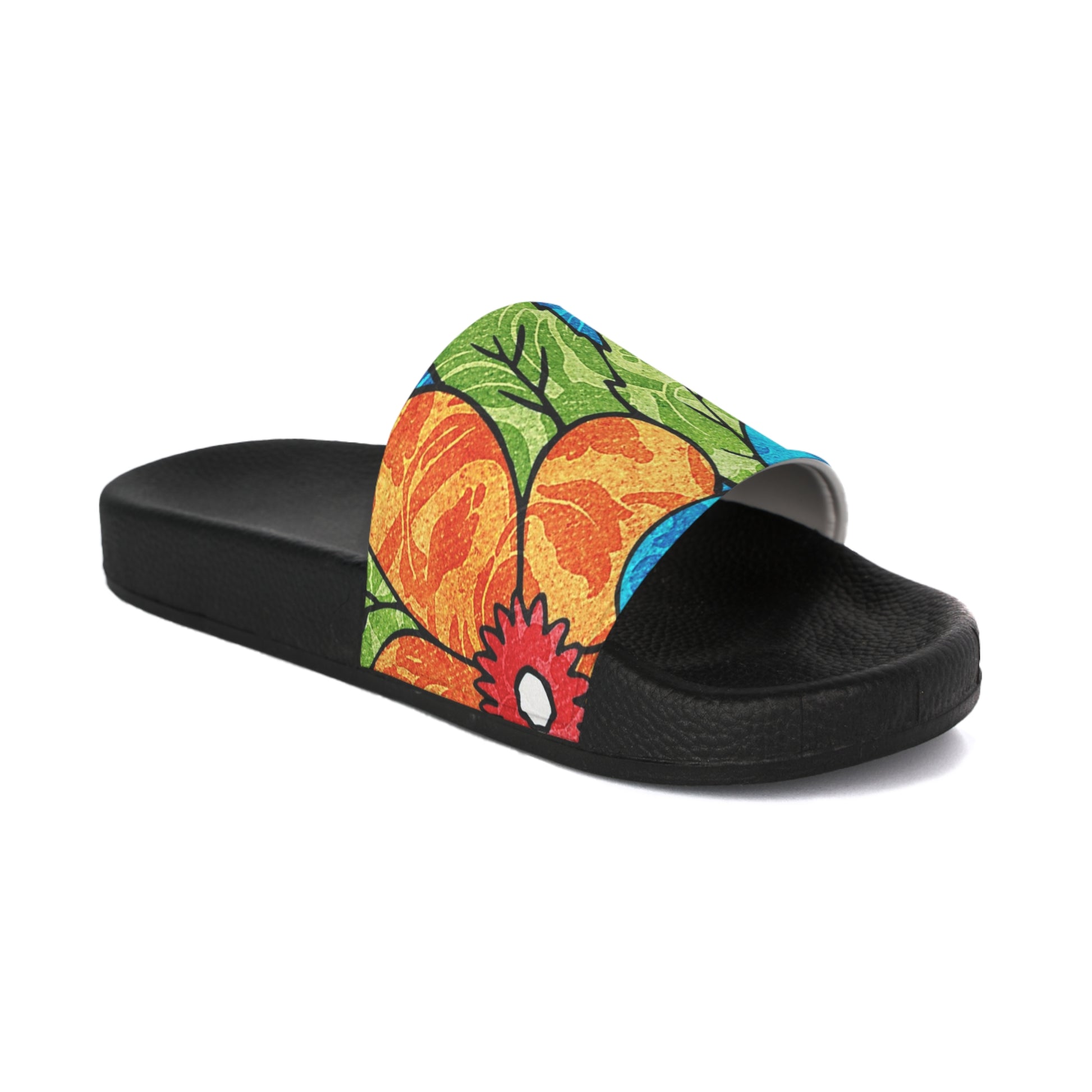 Blue Orange Groovy Men's Slide Sandals, Artsulli - Art is Long, Life is Short, Shoes, , , , , , , 