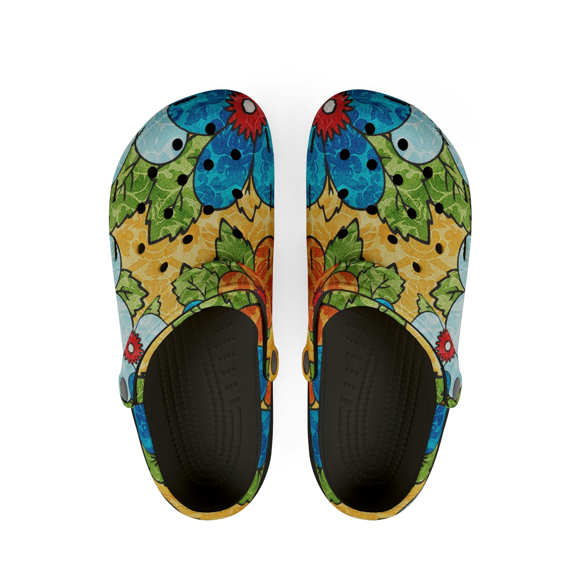 Groovy Yellow Floral Kl EVA Foam Rubber Shoes (AOP), Artsulli - Art is Long, Life is Short, Shoes, Size, US 6 (Women's), Color, Black, , , 79928563706802104475