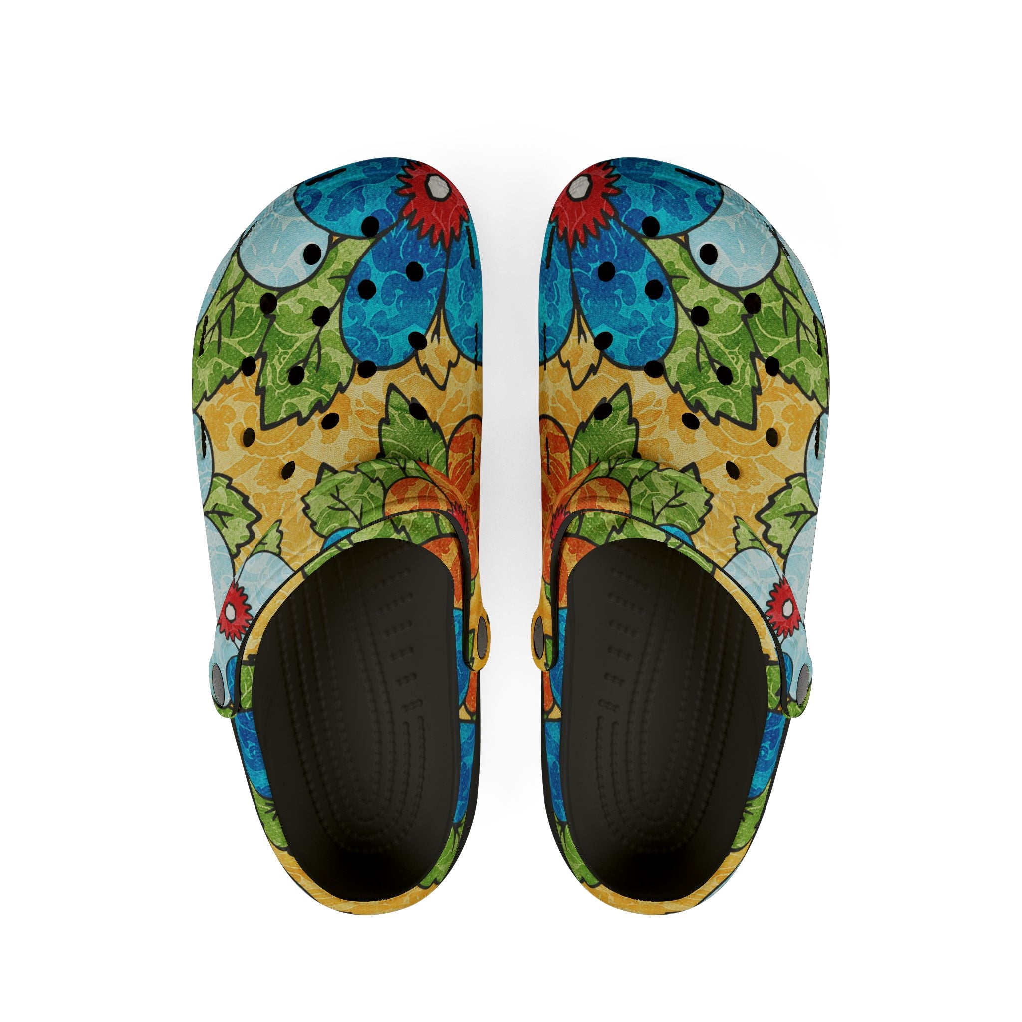 Groovy Yellow Floral Kl EVA Foam Rubber Shoes (AOP), Artsulli - Art is Long, Life is Short, Shoes, Size, US 6 (Women's), Color, Black, , , 79928563706802104475
