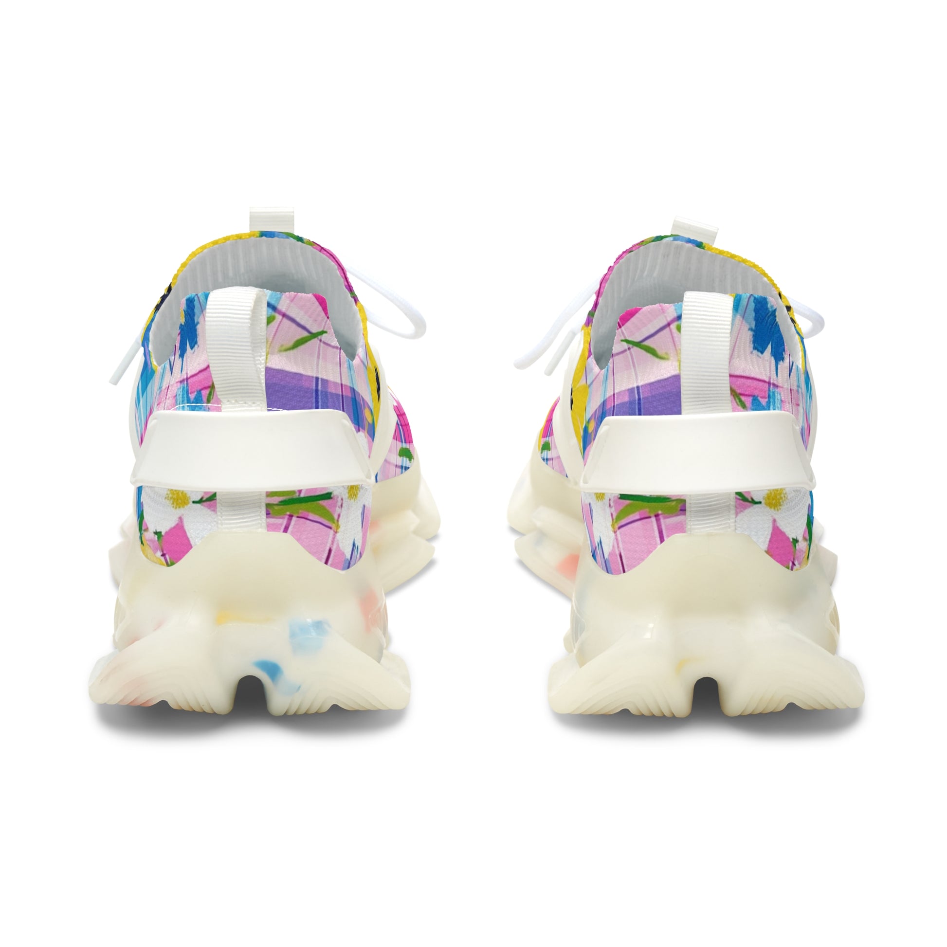 Plaid Garden Pink and Purple Women's Mesh Sneakers, Artsulli - Art is Long, Life is Short, Shoes, , , , , , , 
