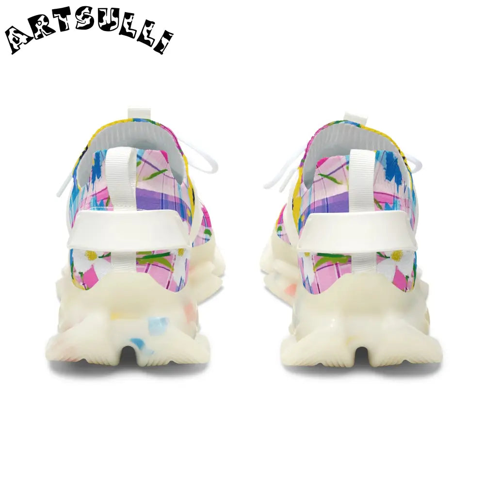 JAKKOUTTHEBXX Plaid Garden Pink and Purple Women’s Mesh Sneakers