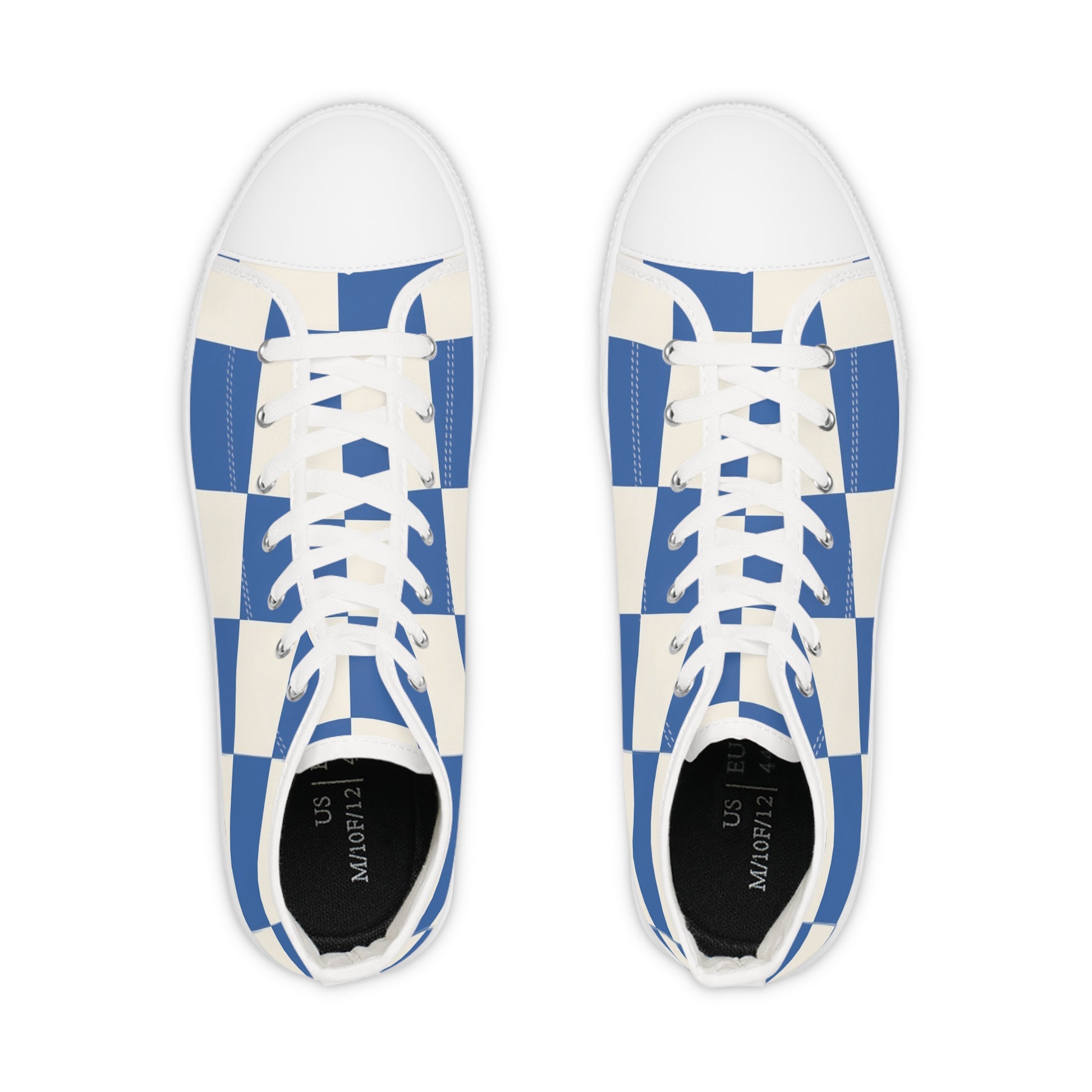 Big Checkerboard Blue Men's High Top Sneakers, Artsulli - Art is Long, Life is Short, Shoes, , , , , , , 