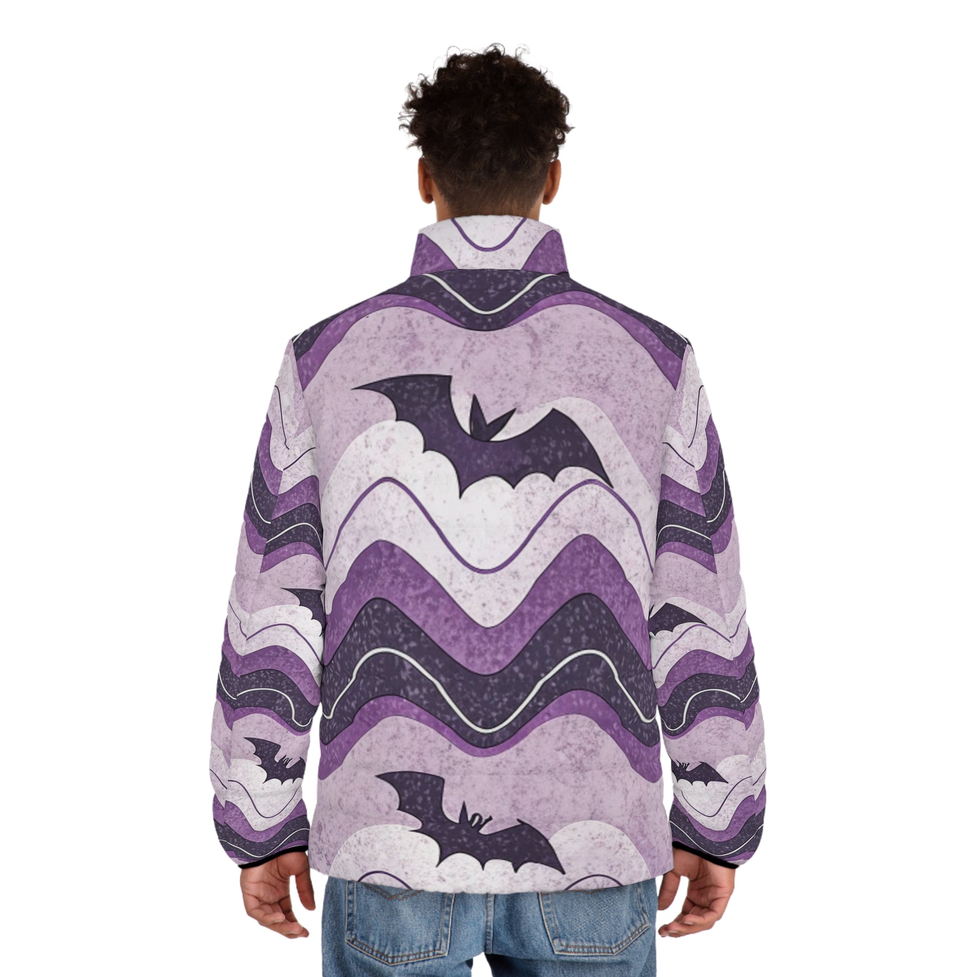 Bat Wave Men's Puffer Jacket (AOP), Artsulli - Art is Long, Life is Short, All Over Prints, , , , , , , 
