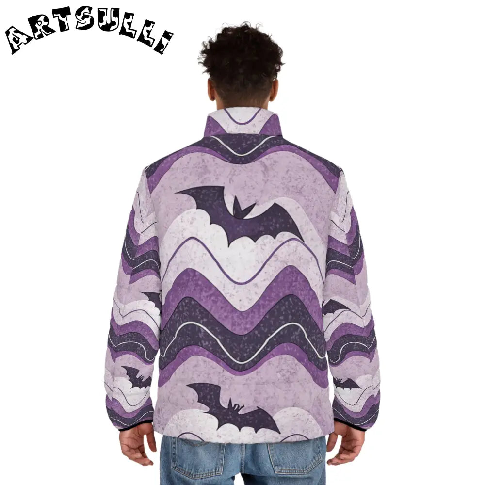 JAKKOUTTHEBXX Bat Wave Men’s Puffer Jacket (AOP) JAKKOUTTHEBXX
