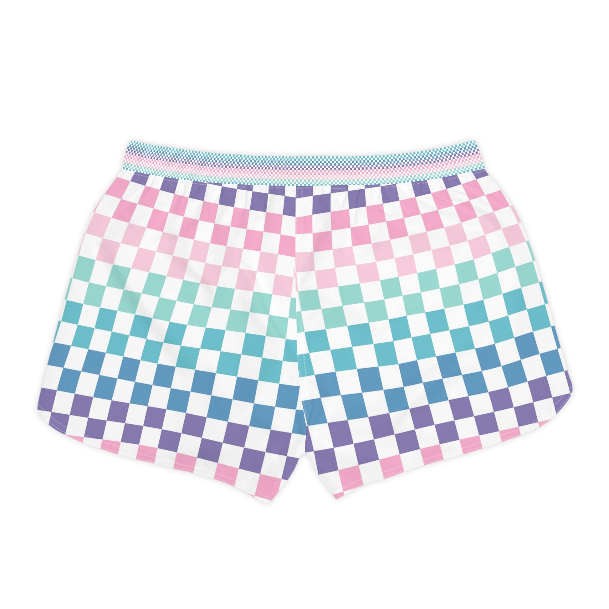 Vaporwave Rainbow  Checkerboard Multi-Color Women's Casual Shorts (AOP), Artsulli - Art is Long, Life is Short, All Over Prints, , , , , , , 