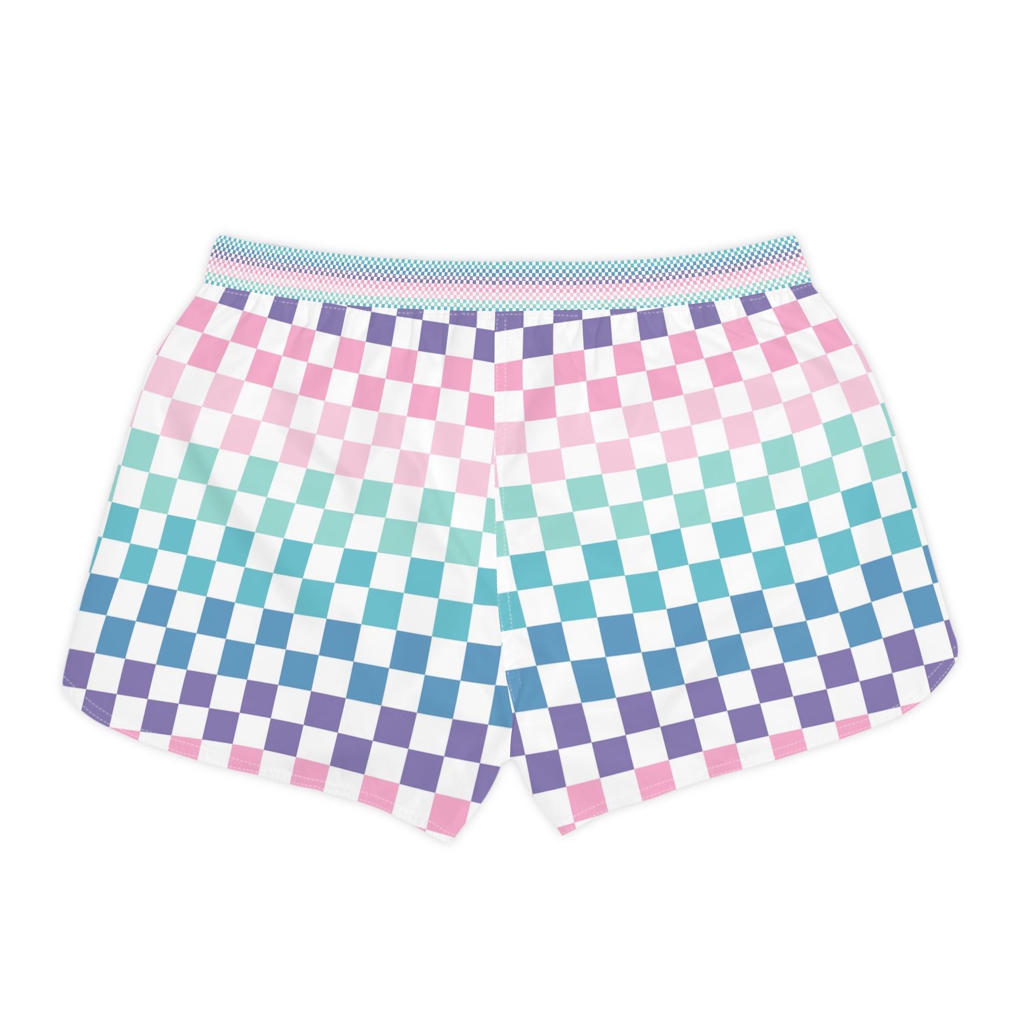 Vaporwave Rainbow  Checkerboard Multi-Color Women's Casual Shorts (AOP), Artsulli - Art is Long, Life is Short, All Over Prints, , , , , , , 