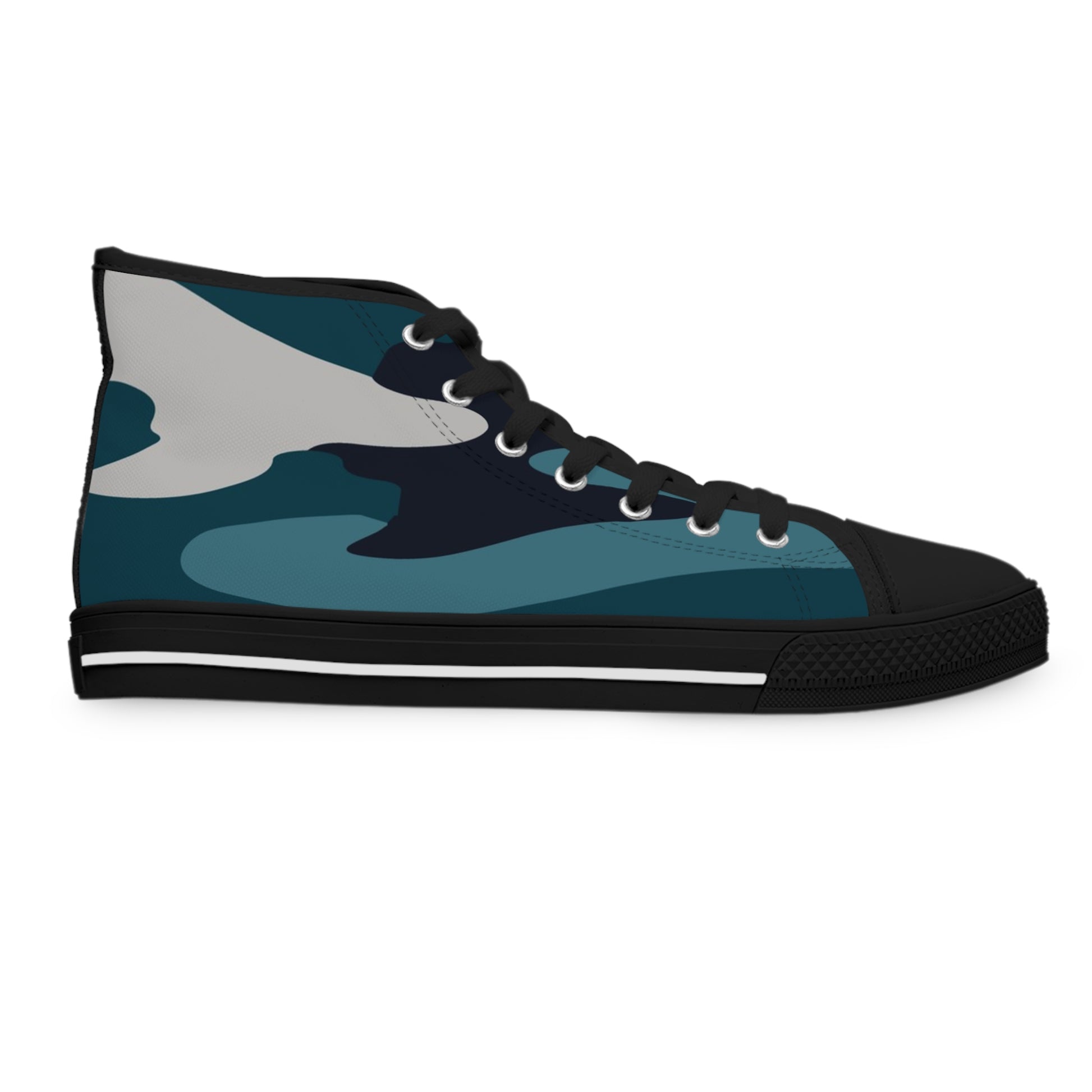 Blue Camouflage Women's High Top Sneakers, Artsulli - Art is Long, Life is Short, Shoes, , , , , , , 