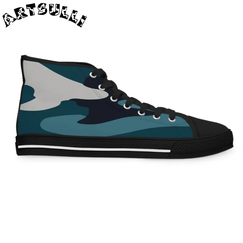 JAKKOUTTHEBXX Blue Camouflage Women’s High Top Sneakers