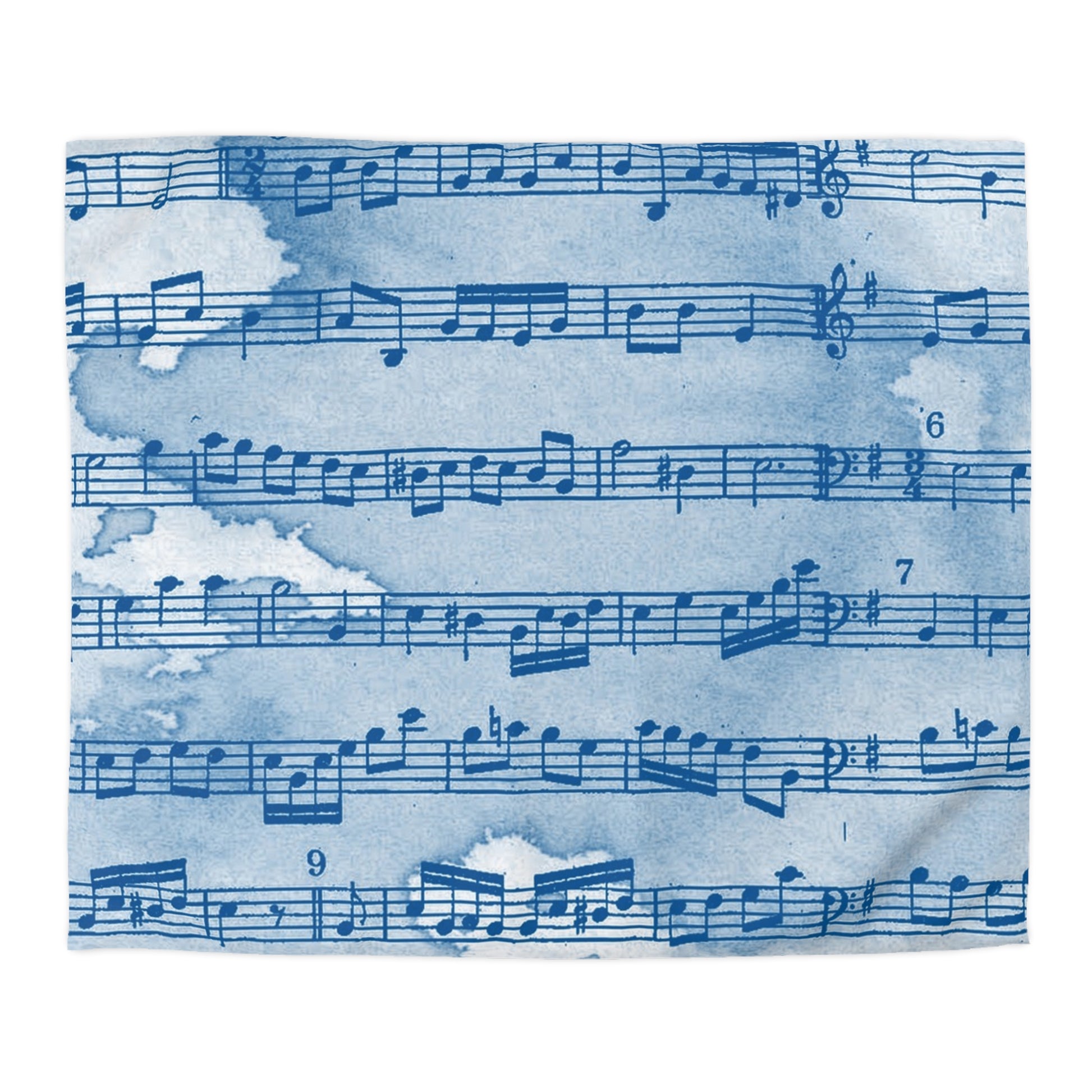 Drip Spill Type Beat Sheet Music Blue Microfiber Duvet Cover, Artsulli - Art is Long, Life is Short, Home Decor, Size, King, Color, White, , , 72109326983413179003