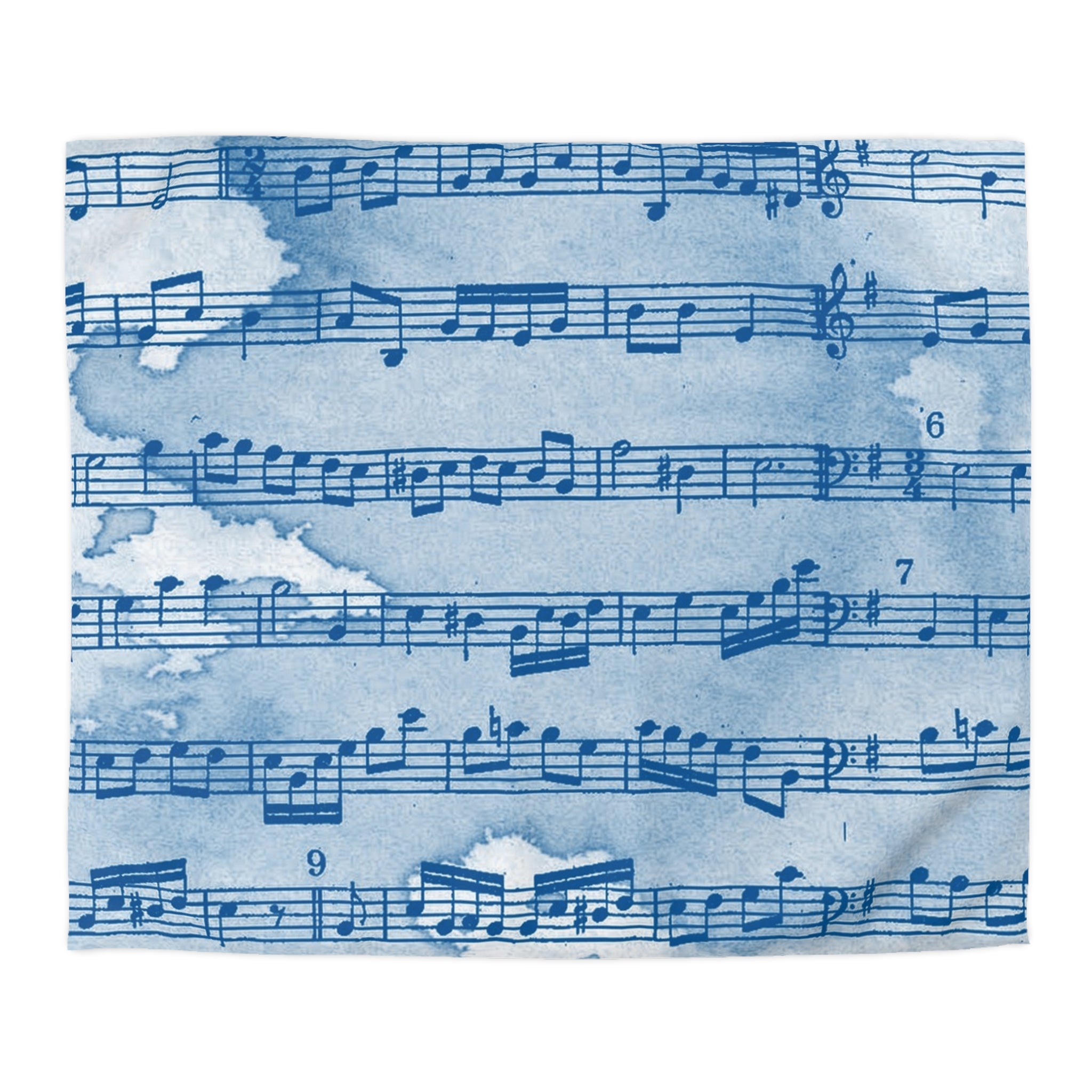 Drip Spill Type Beat Sheet Music Blue Microfiber Duvet Cover, Artsulli - Art is Long, Life is Short, Home Decor, Size, King, Color, White, , , 72109326983413179003