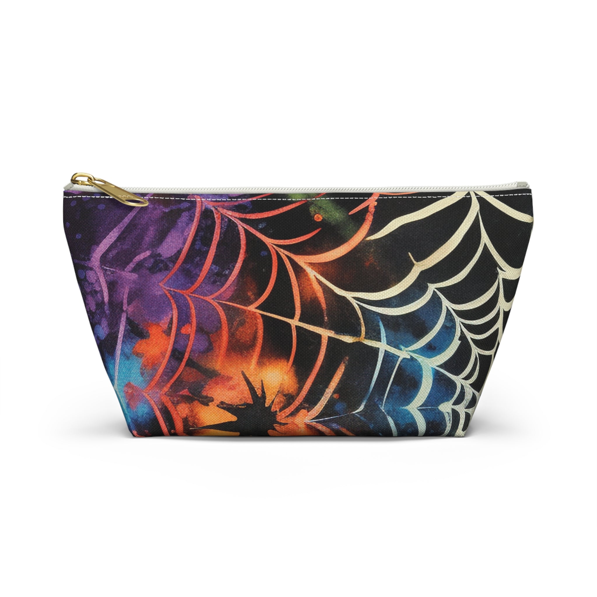 Spider Web Tie Dye Accessory Pouch w T-bottom, Artsulli - Art is Long, Life is Short, Bags, Size, Small, Color, White zipper, , , 20085859974755054807