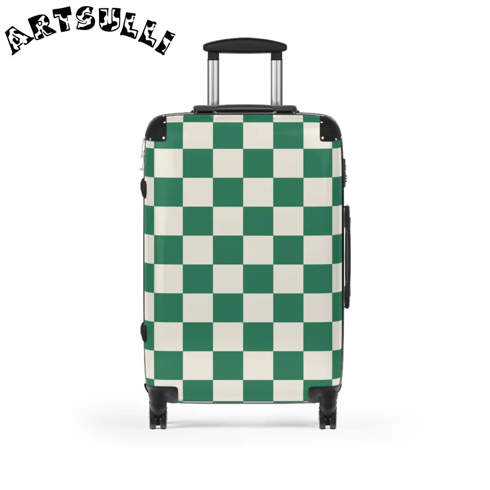 JAKKOUTTHEBXX Checkerboard Dark Green Suitcase JAKKOUTTHEBXX