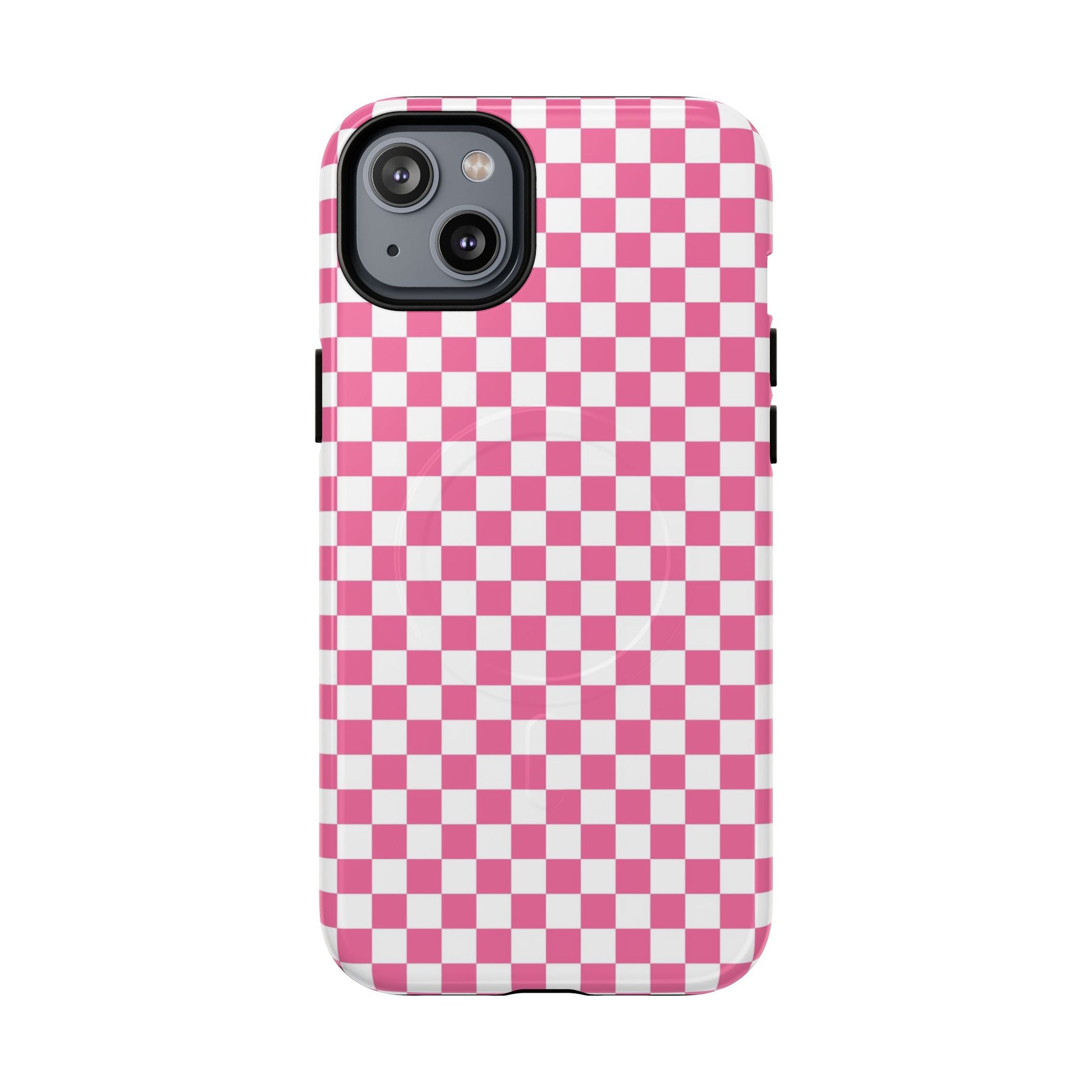 Yuyushiki Pink Check Tough Magnetic Cases, Artsulli - Art is Long, Life is Short, Phone Case, Size, iPhone 14 Plus, Surface, Glossy, , , 24289563341808385086