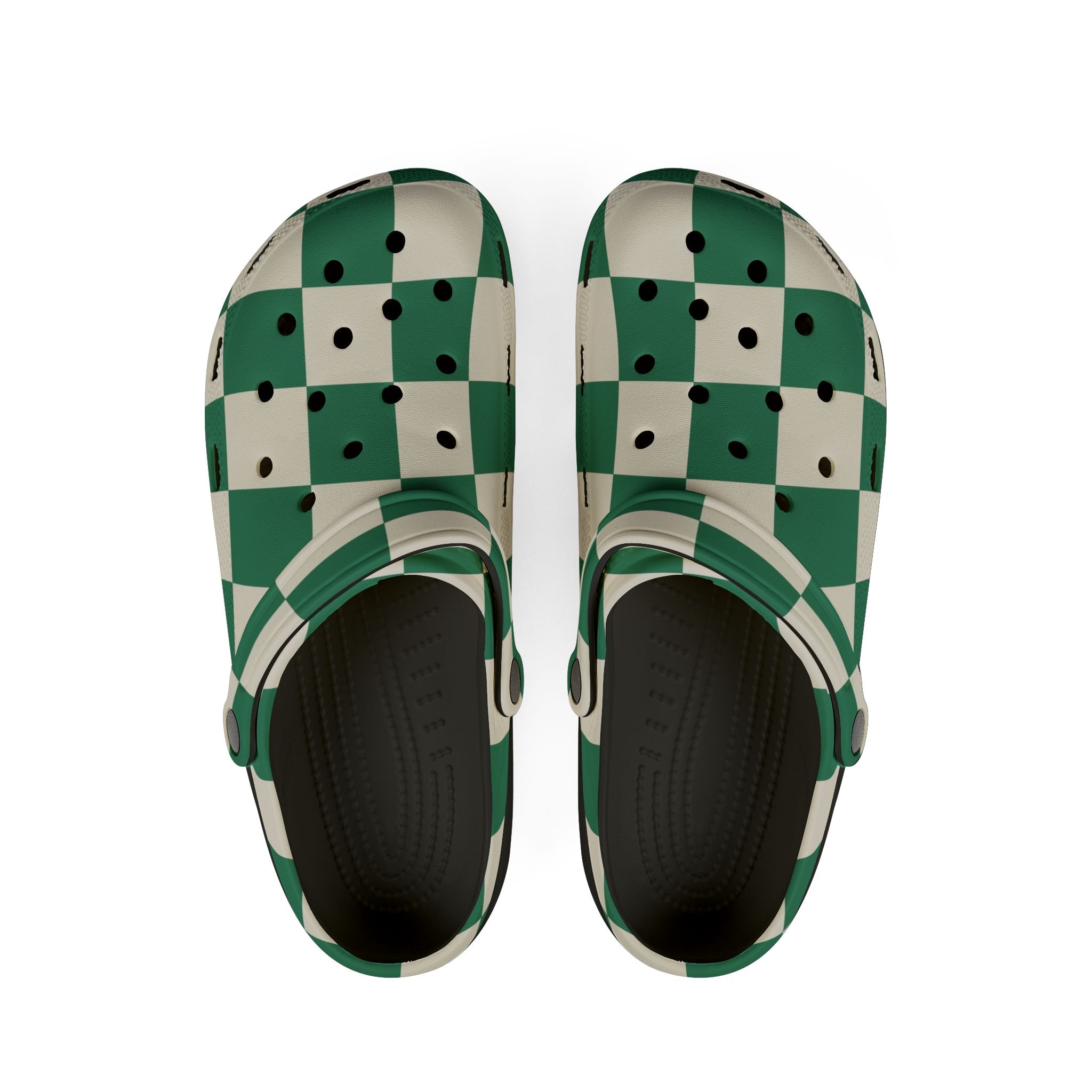 Checkerboard Dark Green EVA Foam Rubber Shoes (AOP), Artsulli - Art is Long, Life is Short, Shoes, Size, US 6 (Women's), Color, Black, , , 28097358357522660152