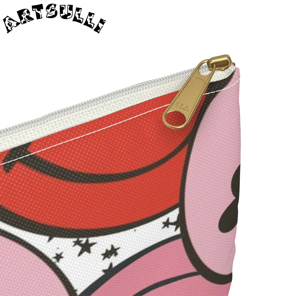 JAKKOUTTHEBXX Smiley Face x Heart Eyes Pink and Red Accessory Pouch
