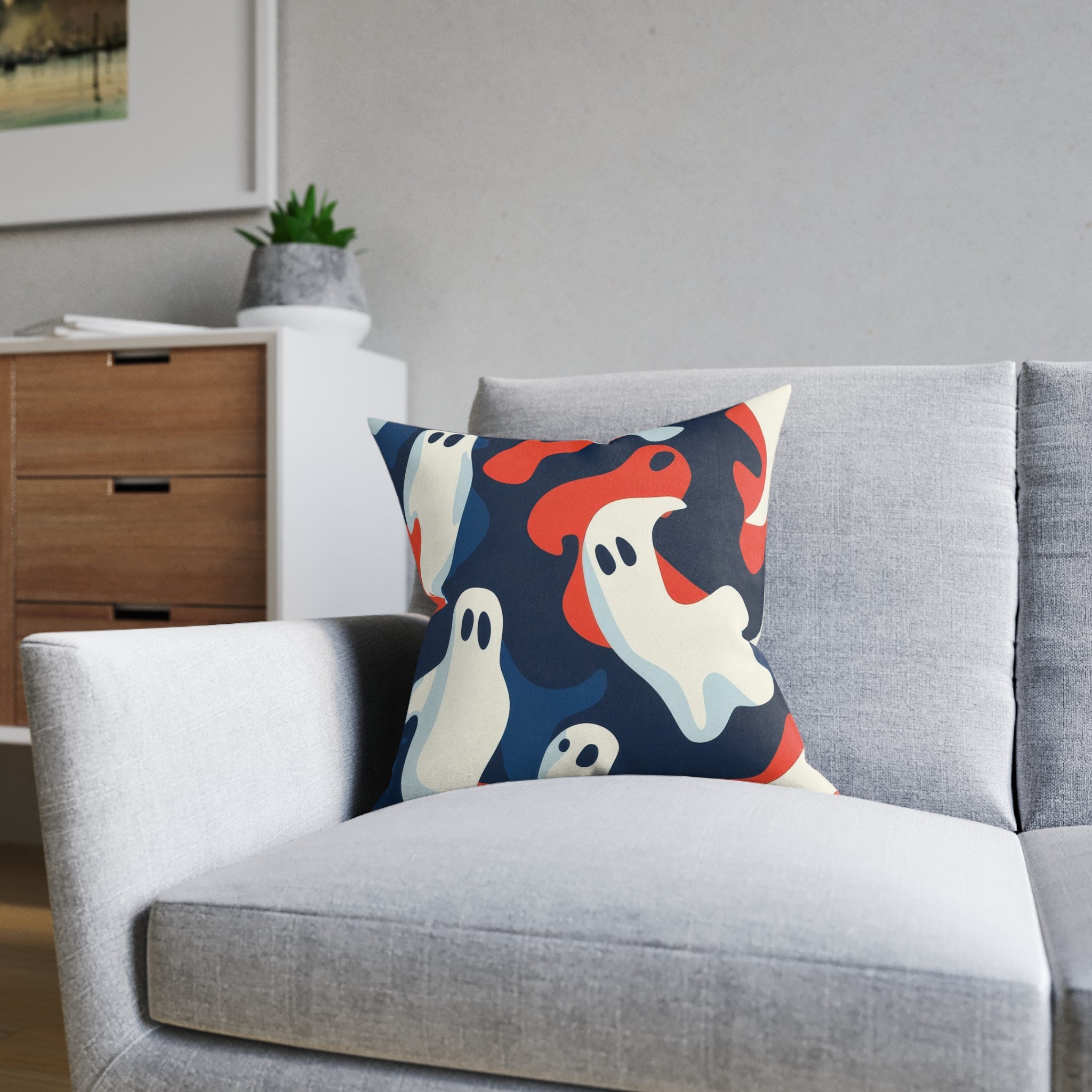 Camo Ghosts Square Pillow, Artsulli - Art is Long, Life is Short, Home Decor, , , , , , , 