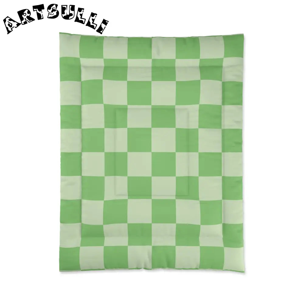 JAKKOUTTHEBXX Checkerboard Green Comforter JAKKOUTTHEBXX Artsulli