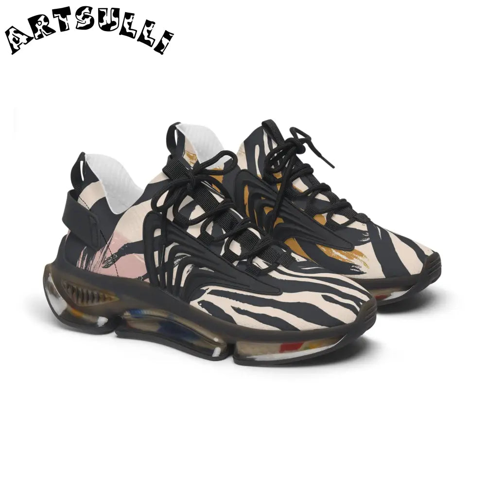 JAKKOUTTHEBXX Zebra Print Mesh Sneakers with Clear Speckled Sole