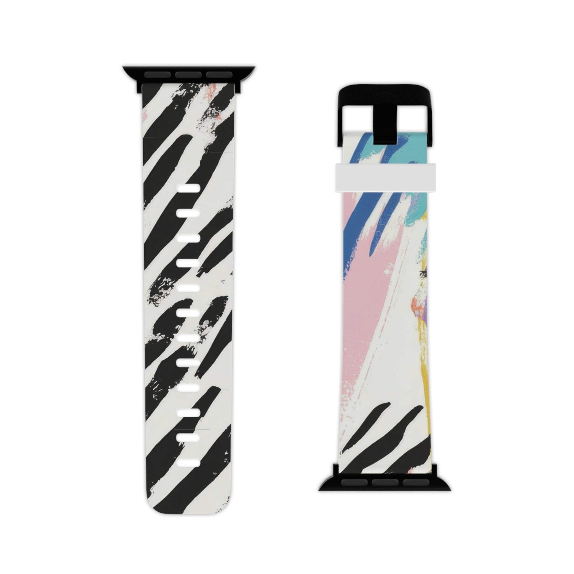 Wild Zebra Stripes x Paint Brush Strokes Multi-Color III Watch Band for Apple Watch, Artsulli - Art is Long, Life is Short, Accessories, , , , , , , 