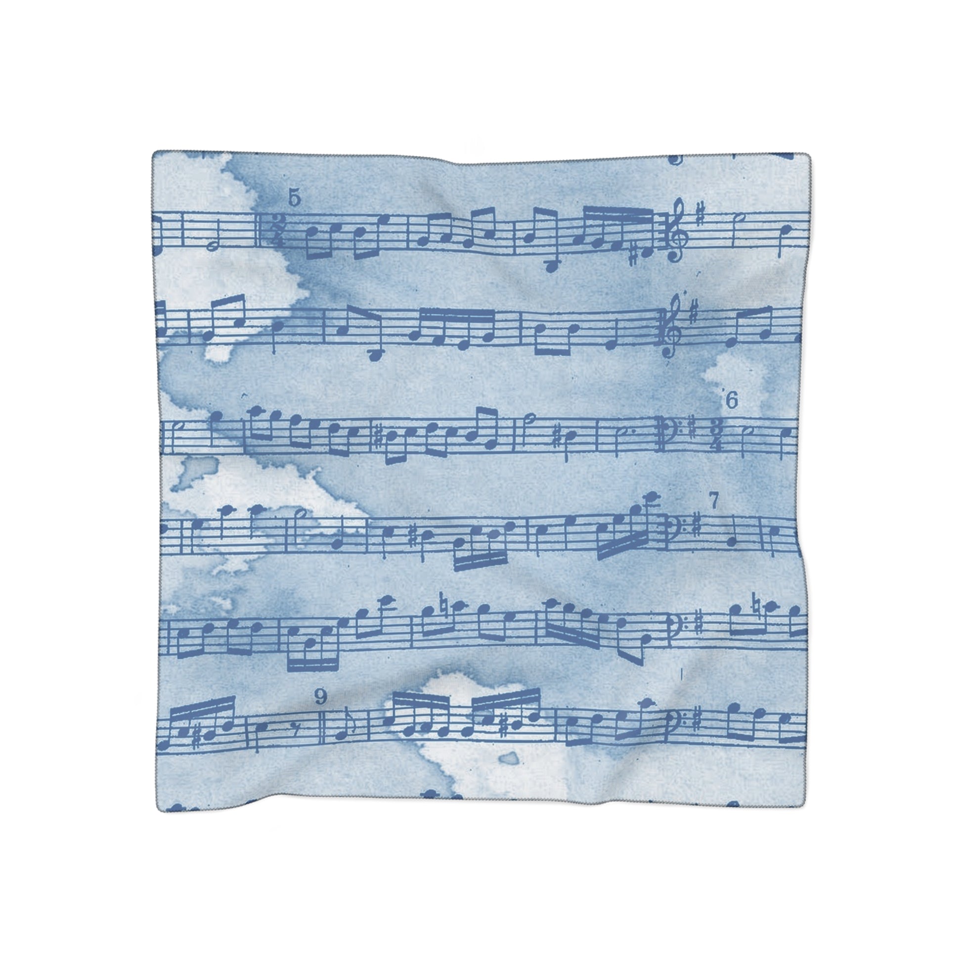 Drip Spill Type Beat Sheet Music Blue Poly Scarf, Artsulli - Art is Long, Life is Short, Accessories, Color, Poly chiffon, Size, 25" × 25", , , 55750205692328146870