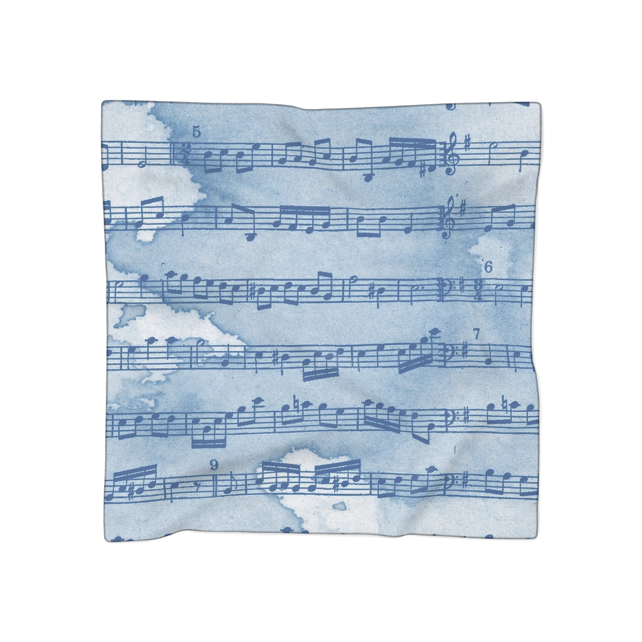 Drip Spill Type Beat Sheet Music Blue Poly Scarf, Artsulli - Art is Long, Life is Short, Accessories, Color, Poly chiffon, Size, 25" × 25", , , 55750205692328146870