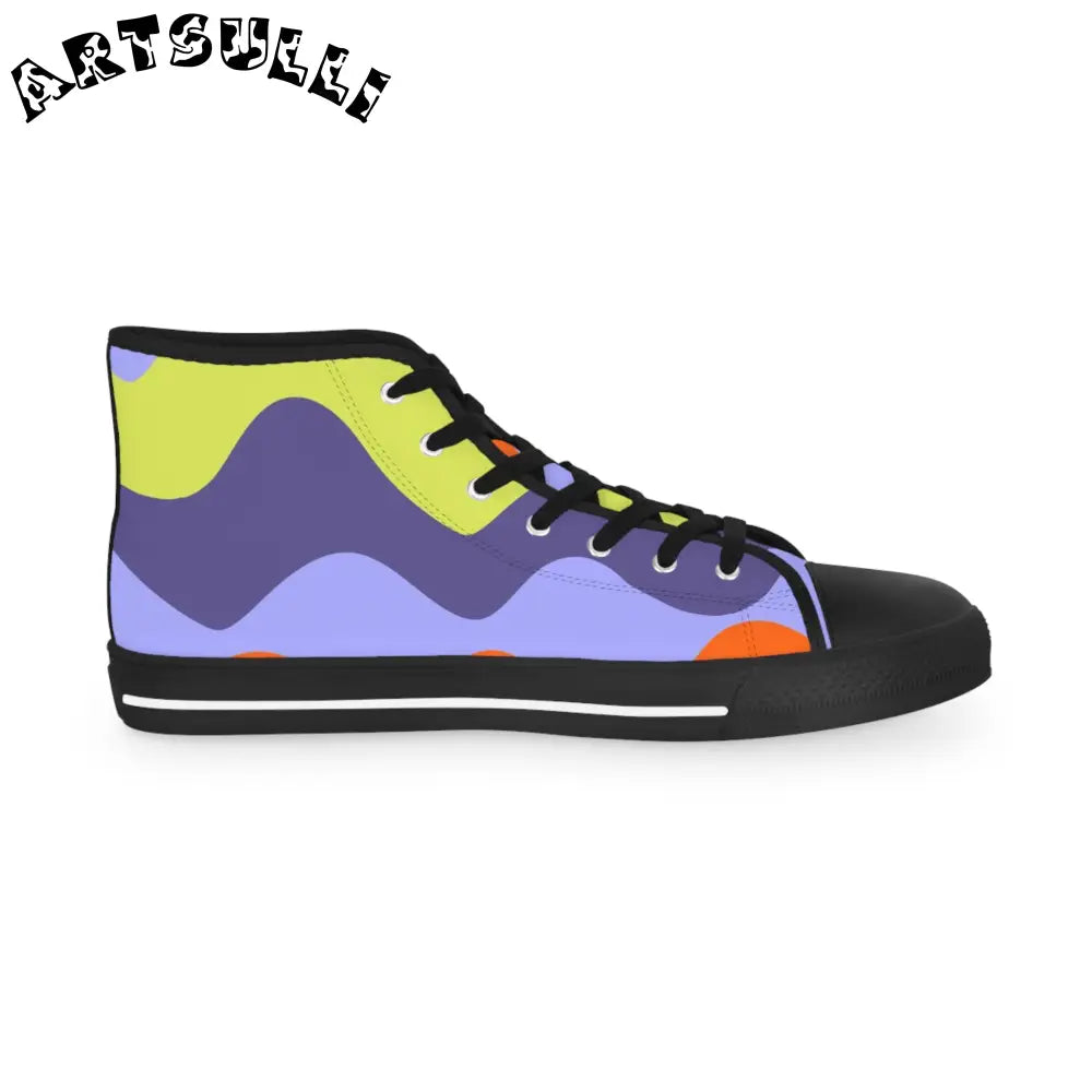 JAKKOUTTHEBXX Waves Yellow and Blue Men’s High Top Sneakers