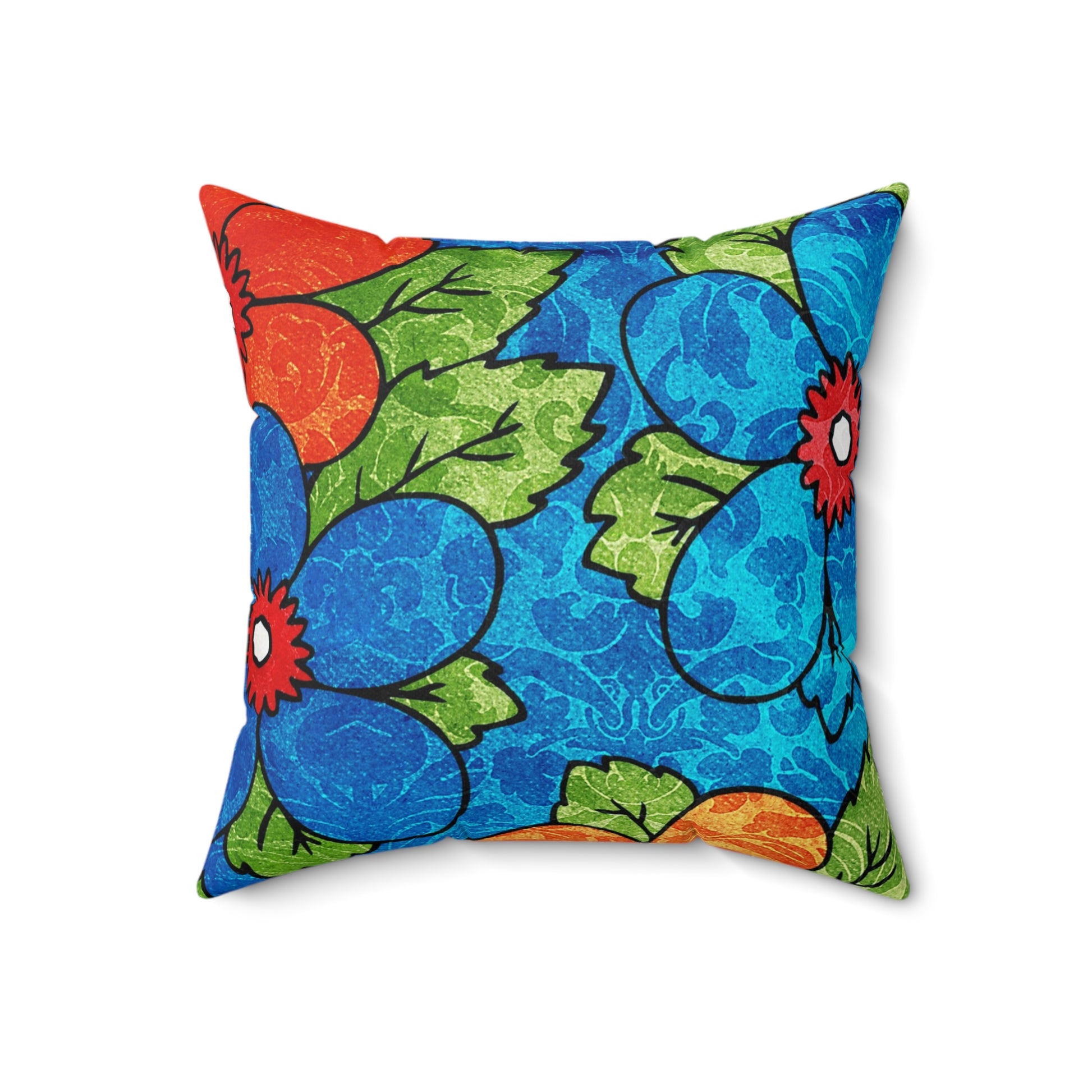 Blue Orange Groovy Spun Polyester Square Pillow, Artsulli - Art is Long, Life is Short, Home Decor, Size, 18" × 18", , , , , 41343128910618562392
