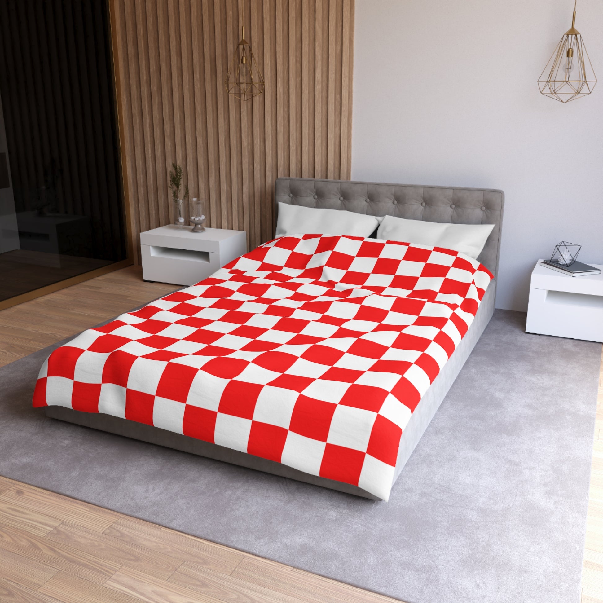 Checkerboard Red and White Microfiber Duvet Cover, Artsulli - Art is Long, Life is Short, Home Decor, , , , , , , 