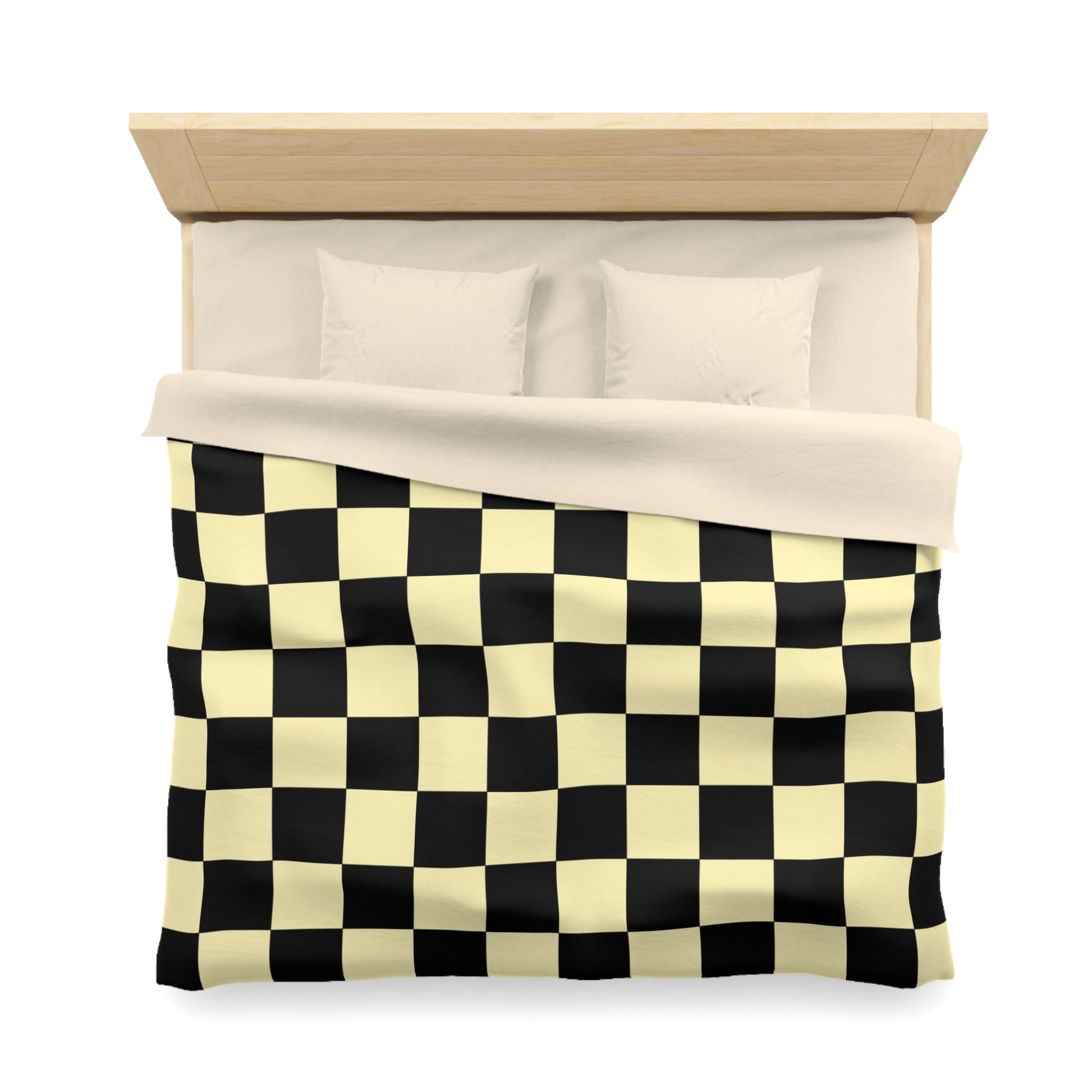 Checkerboard Black and Yellow Microfiber Duvet Cover, Artsulli - Art is Long, Life is Short, Home Decor, , , , , , , 