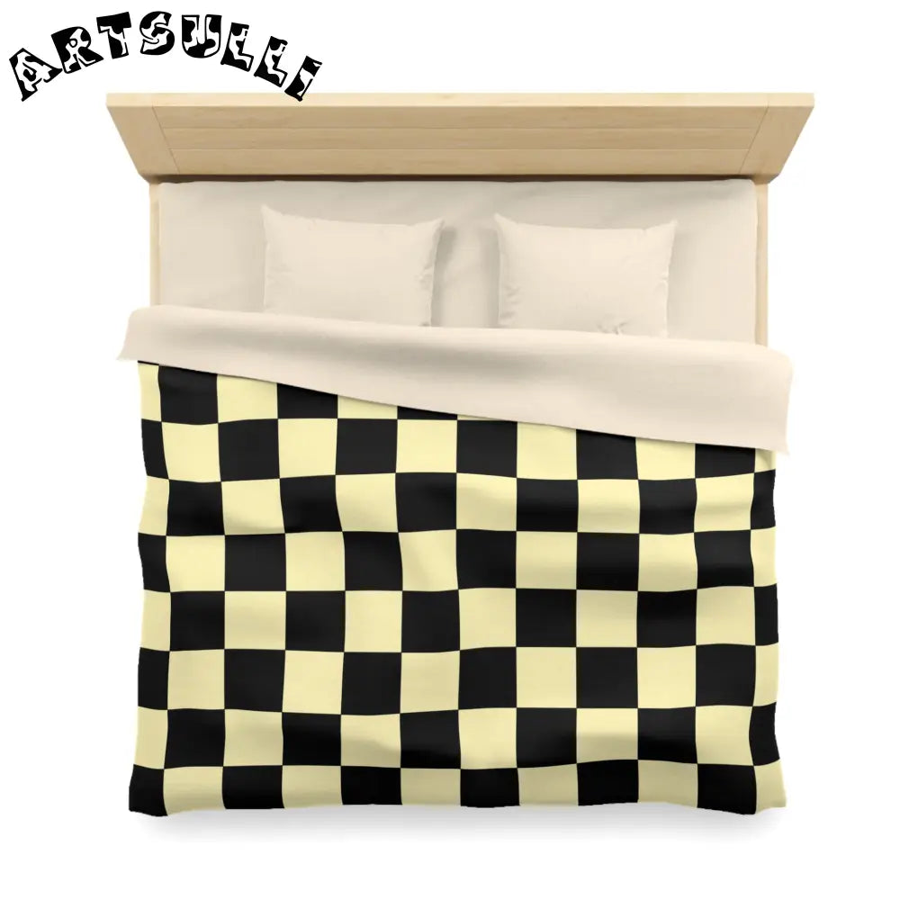 JAKKOUTTHEBXX Checkerboard Black and Yellow Microfiber Duvet Cover