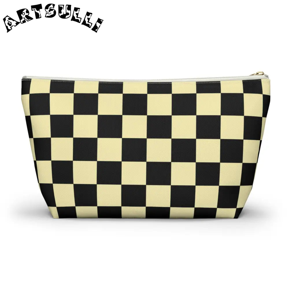 JAKKOUTTHEBXX Checkerboard Black and Yellow Accessory Pouch w