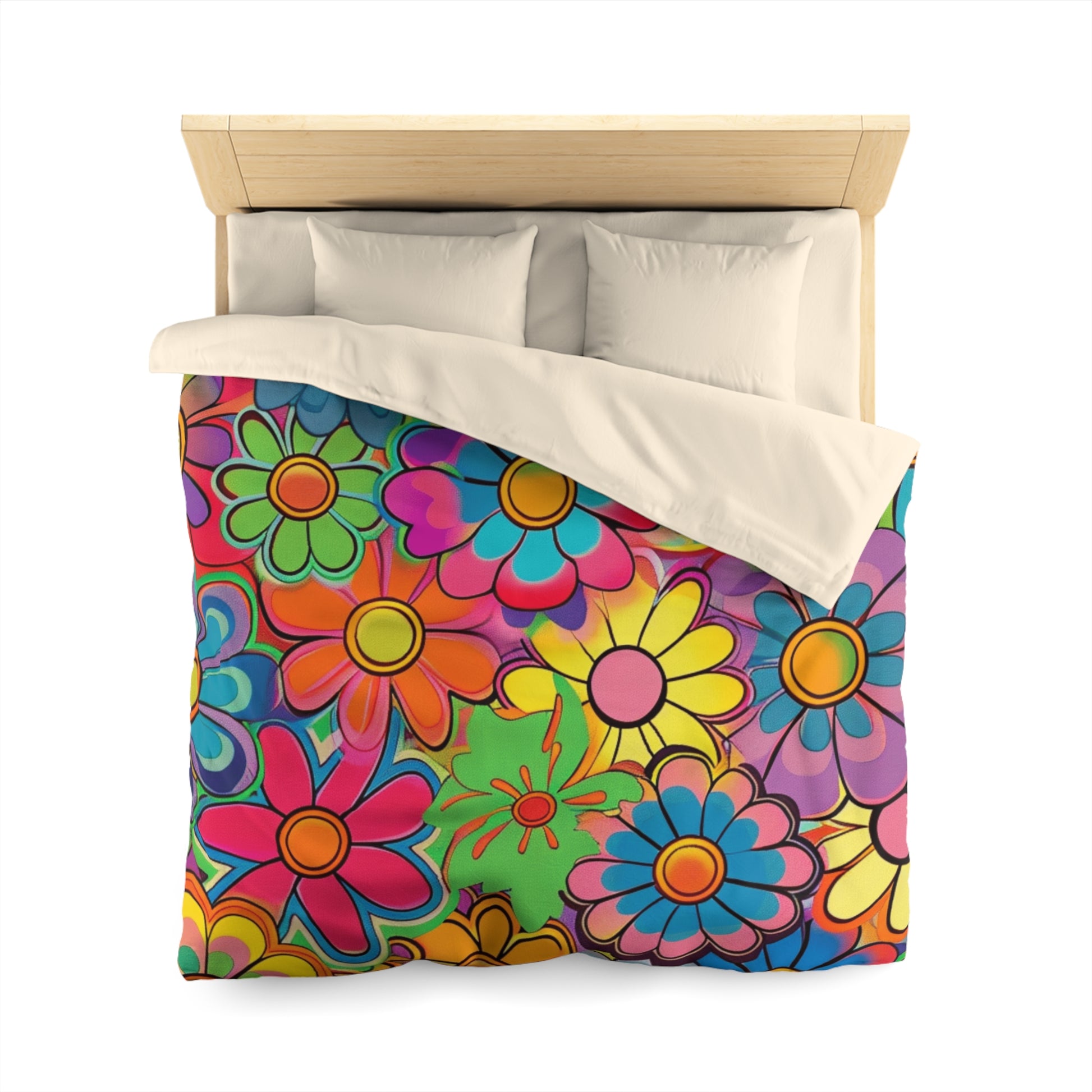 Chromatic Daisy Dream Microfiber Duvet Cover, Artsulli - Art is Long, Life is Short, Home Decor, , , , , , , 