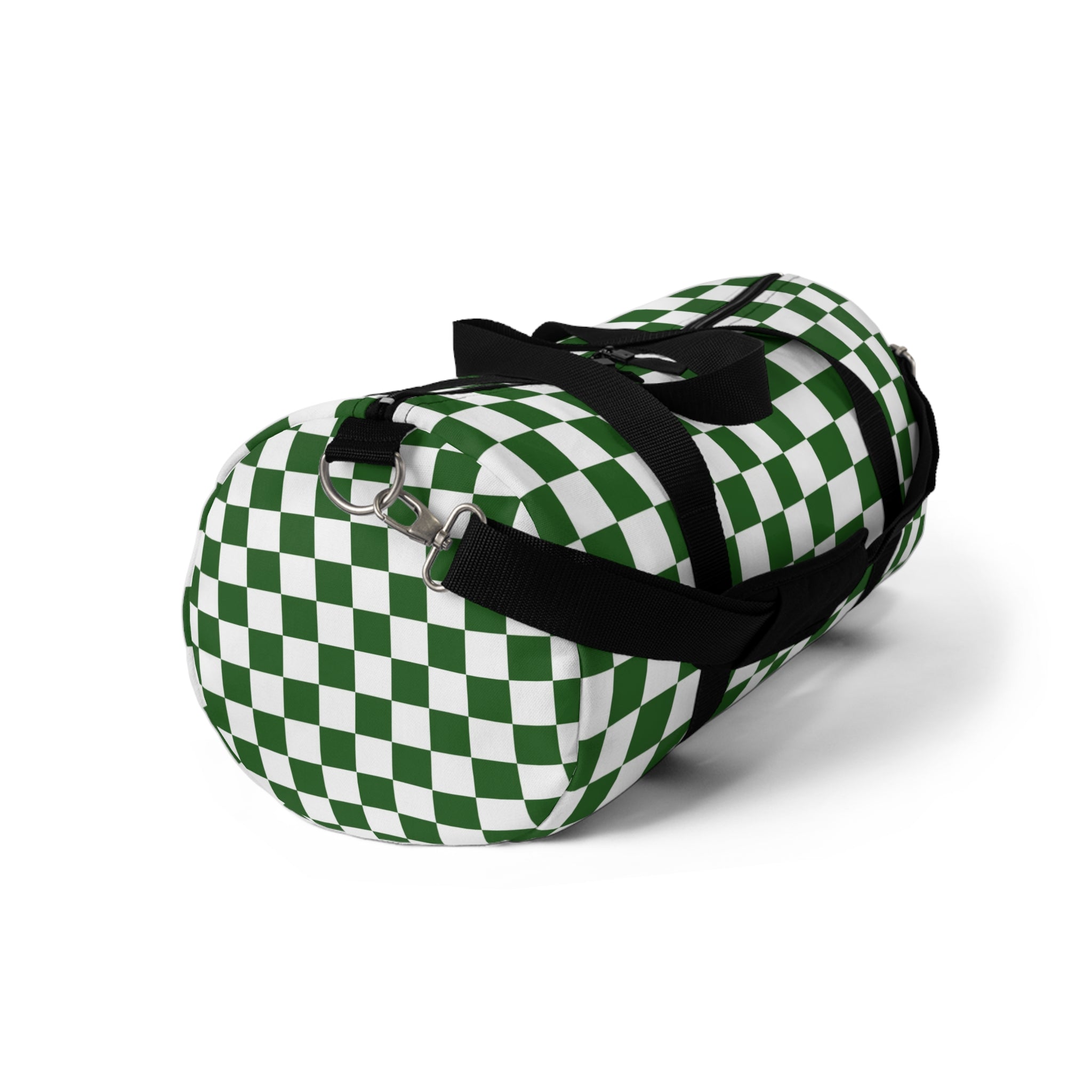 Checkerboard II White and Dark Green Duffel Bag, Artsulli - Art is Long, Life is Short, Bags, , , , , , , 