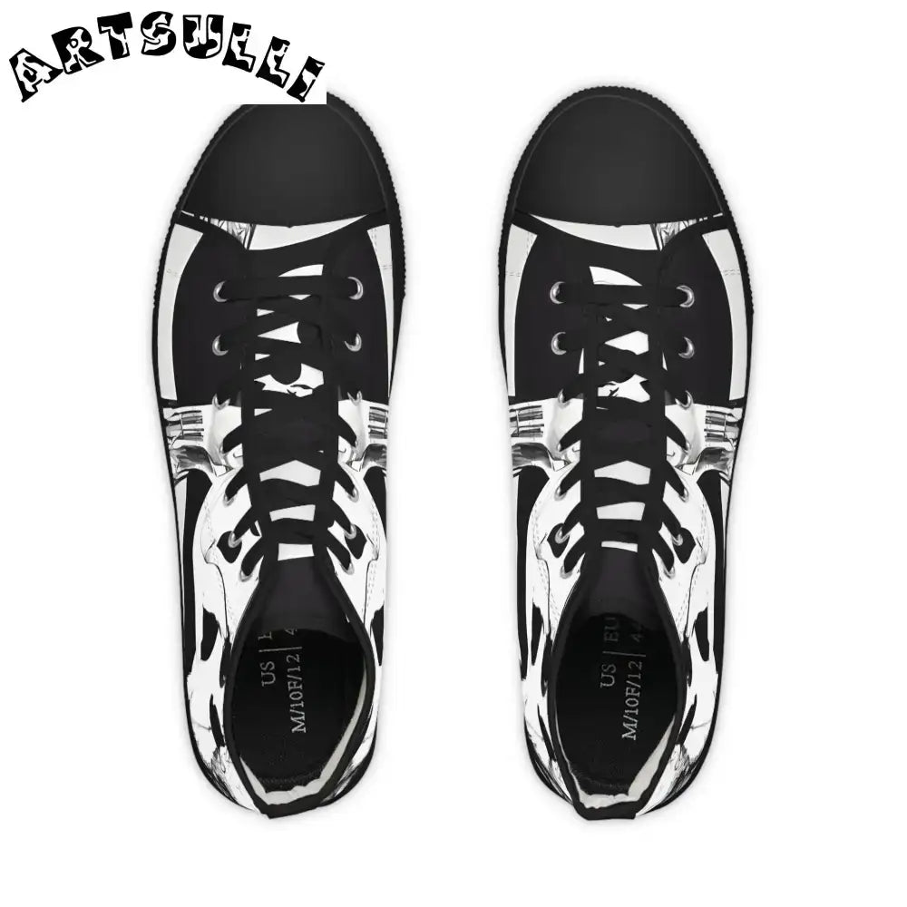 JAKKOUTTHEBXX Black and white patterned high top canvas sneakers