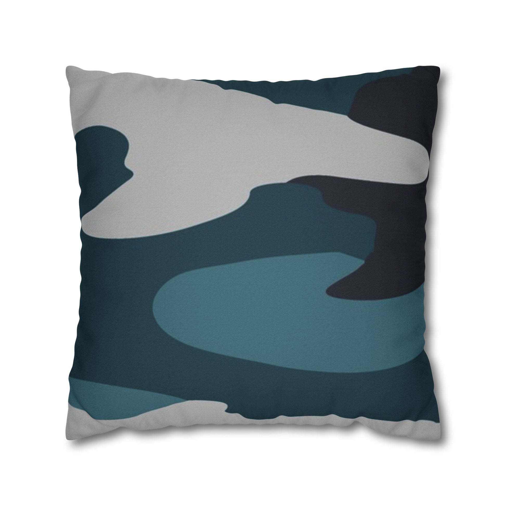 Blue Camouflage Spun Polyester Square Pillowcase, Artsulli - Art is Long, Life is Short, Home Decor, Size, 20" × 20", , , , , 11952220995440