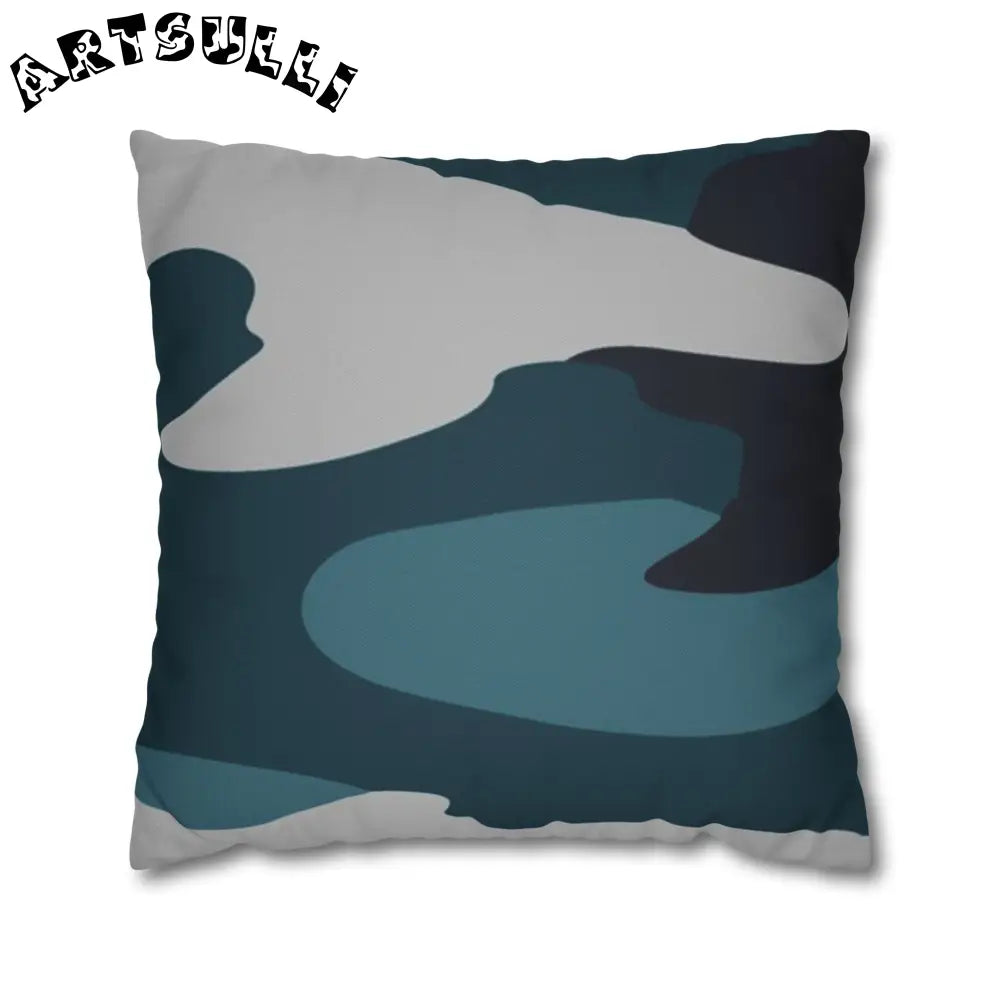 JAKKOUTTHEBXX Blue Camouflage Spun Polyester Square Pillowcase