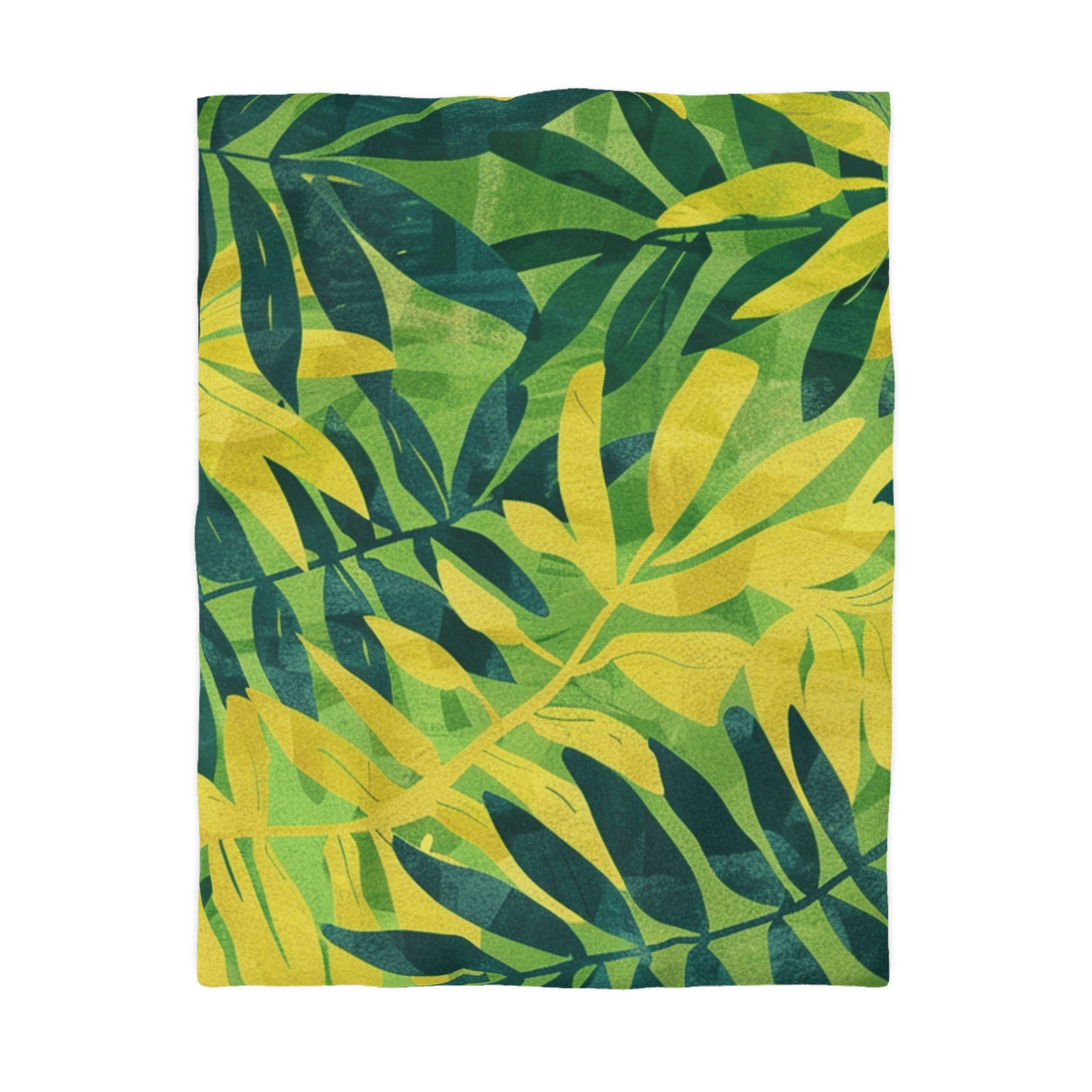 Green Leaf x Yellow Leaf x Tropical x Jungle Microfiber Duvet Cover, Artsulli - Art is Long, Life is Short, Home Decor, Size, Twin, Color, Cream, , , 24048991199387986806