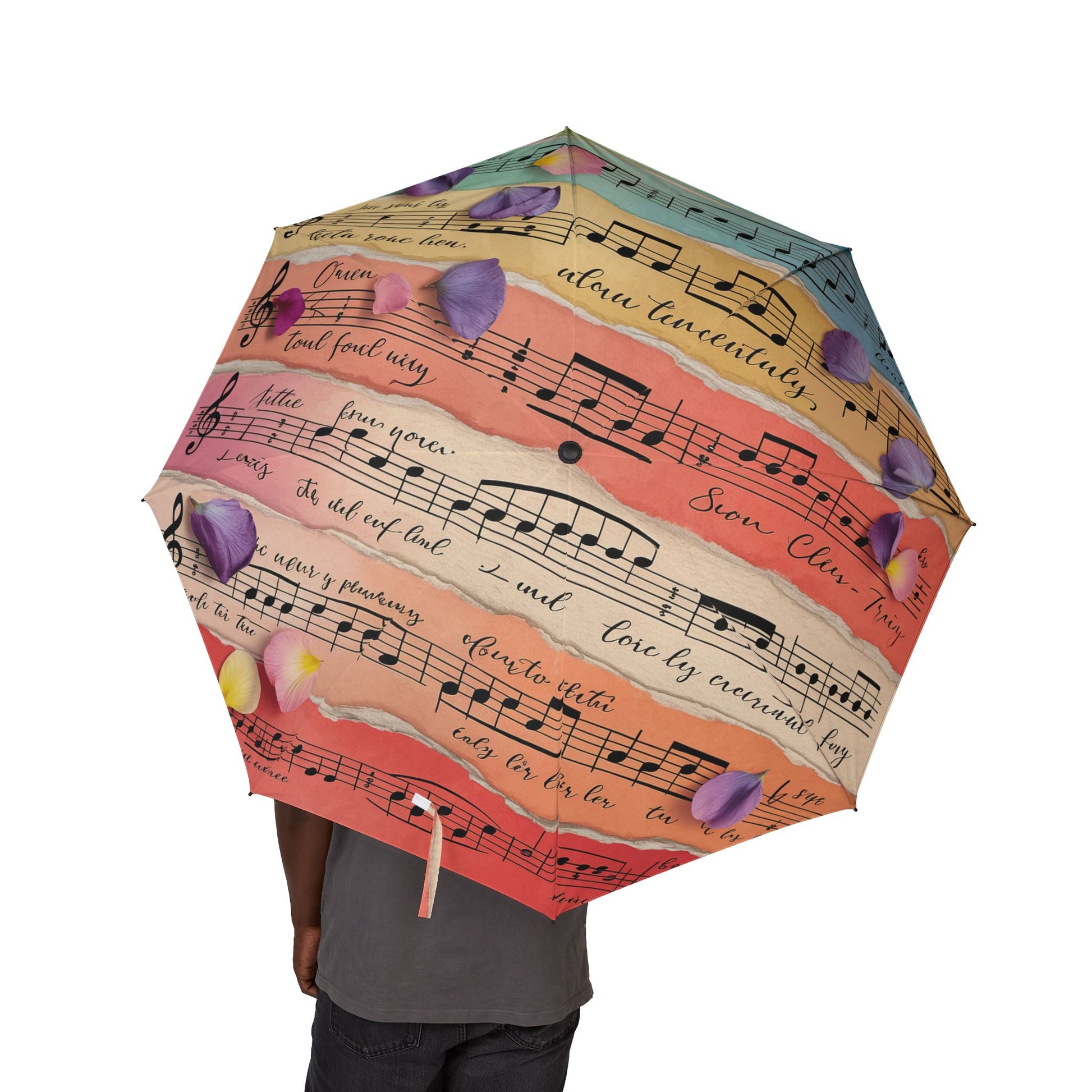 Torn Type Beat Sheet Music Multi-Color Semi-Automatic Foldable Umbrella, Artsulli - Art is Long, Life is Short, Accessories, , , , , , , 