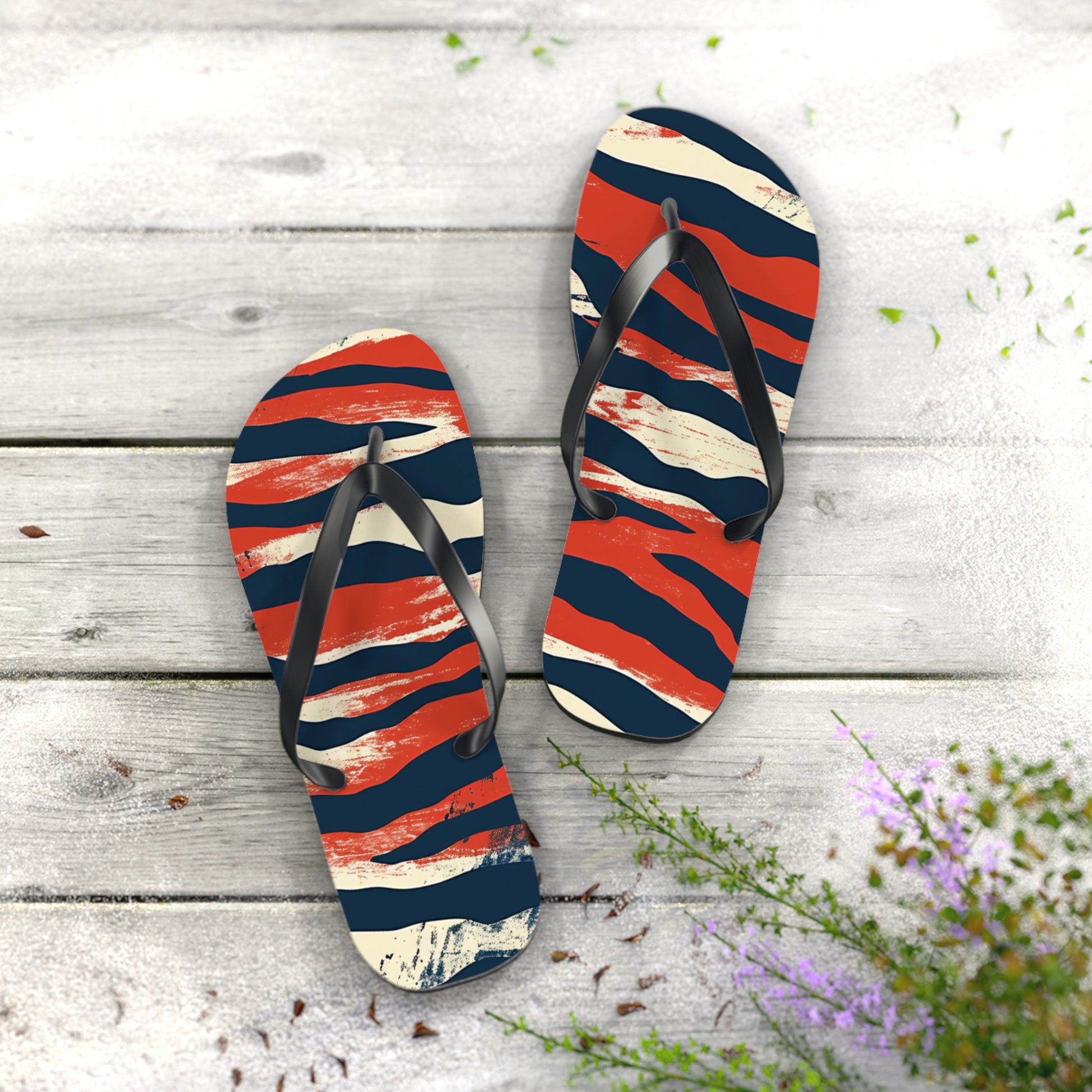 Camo Tiger Stripes Flip Flops, Artsulli - Art is Long, Life is Short, Shoes, , , , , , , 
