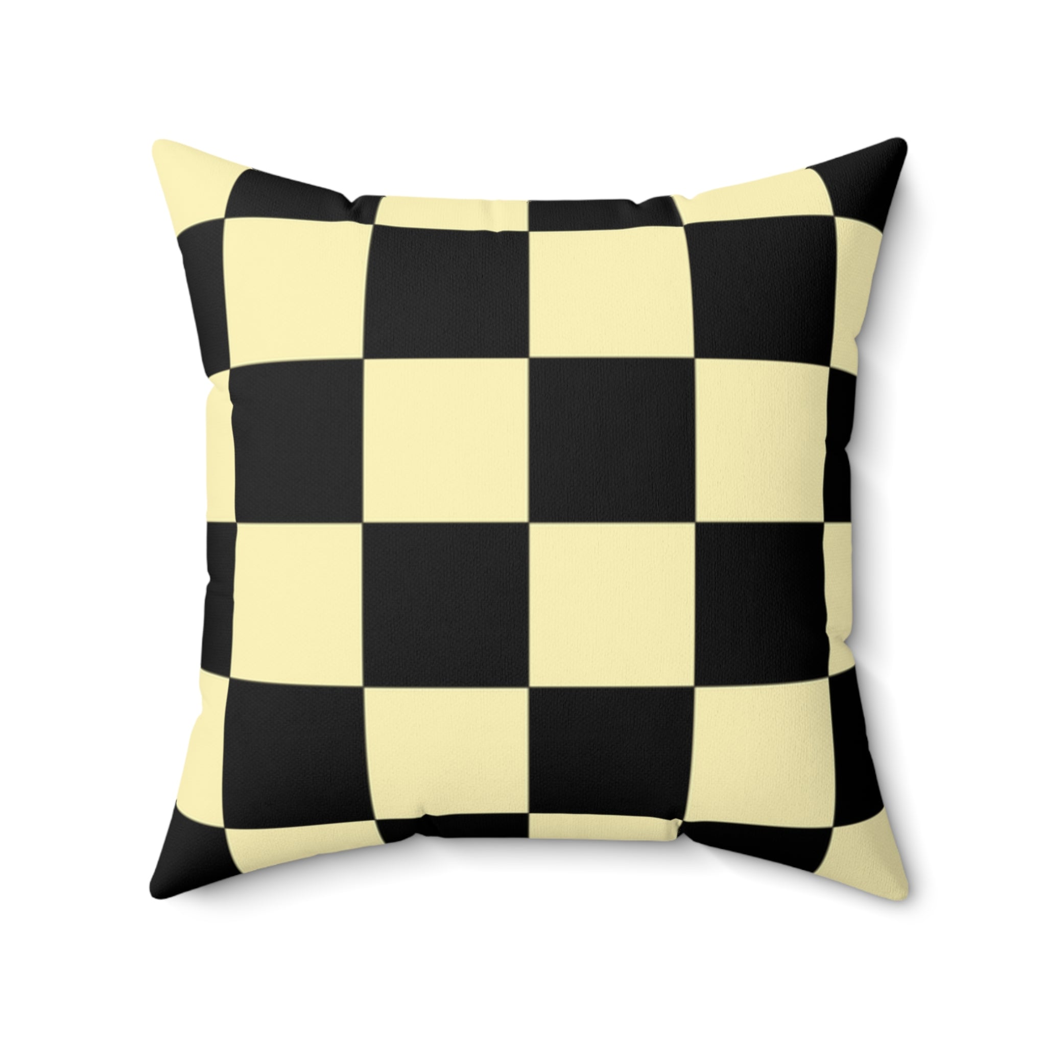 Checkerboard Black and Yellow Spun Polyester Square Pillow, Artsulli - Art is Long, Life is Short, Home Decor, , , , , , , 