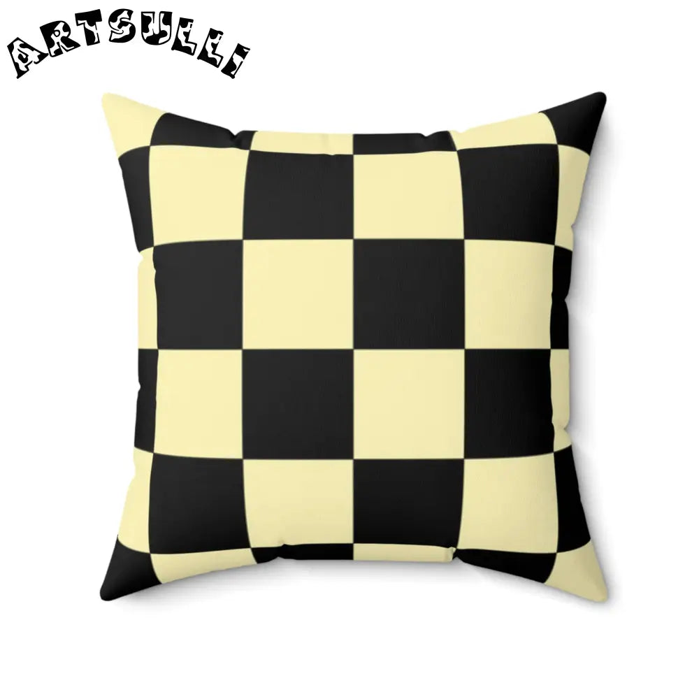 JAKKOUTTHEBXX Checkerboard Black and Yellow Spun Polyester Square
