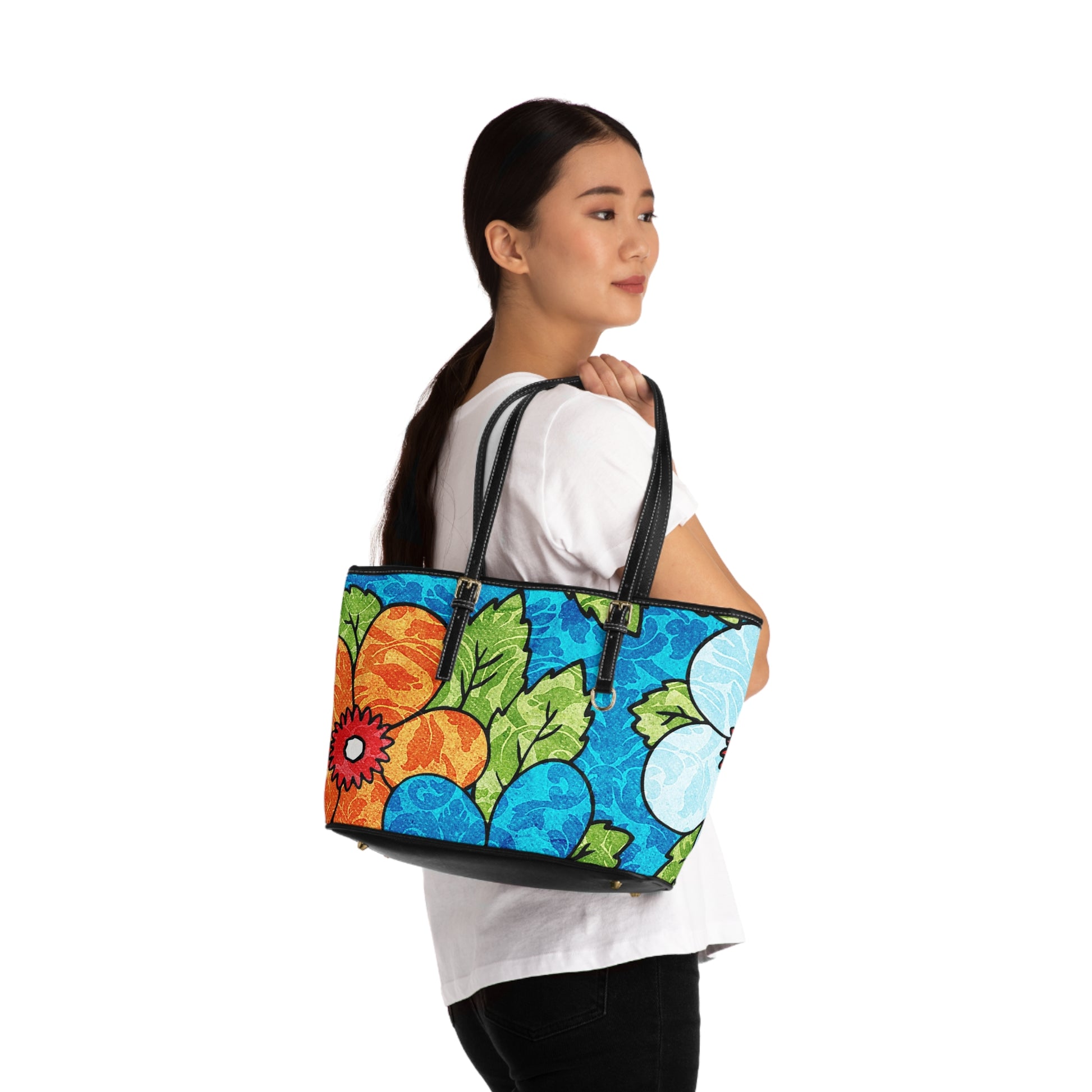 Blue Orange Groovy PU Leather Shoulder Bag, Artsulli - Art is Long, Life is Short, Bags, , , , , , , 
