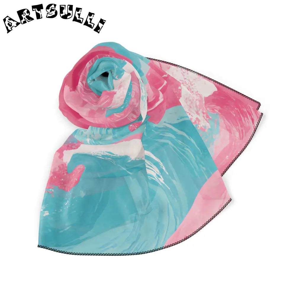 JAKKOUTTHEBXX The Great Pastelwave Pink and Blue Poly Scarf