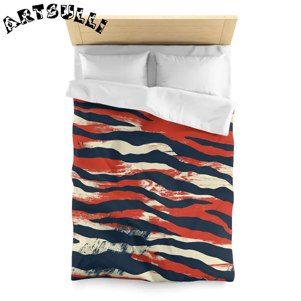 JAKKOUTTHEBXX Art Printed Abstract Striped Throw Blanket Red Navy