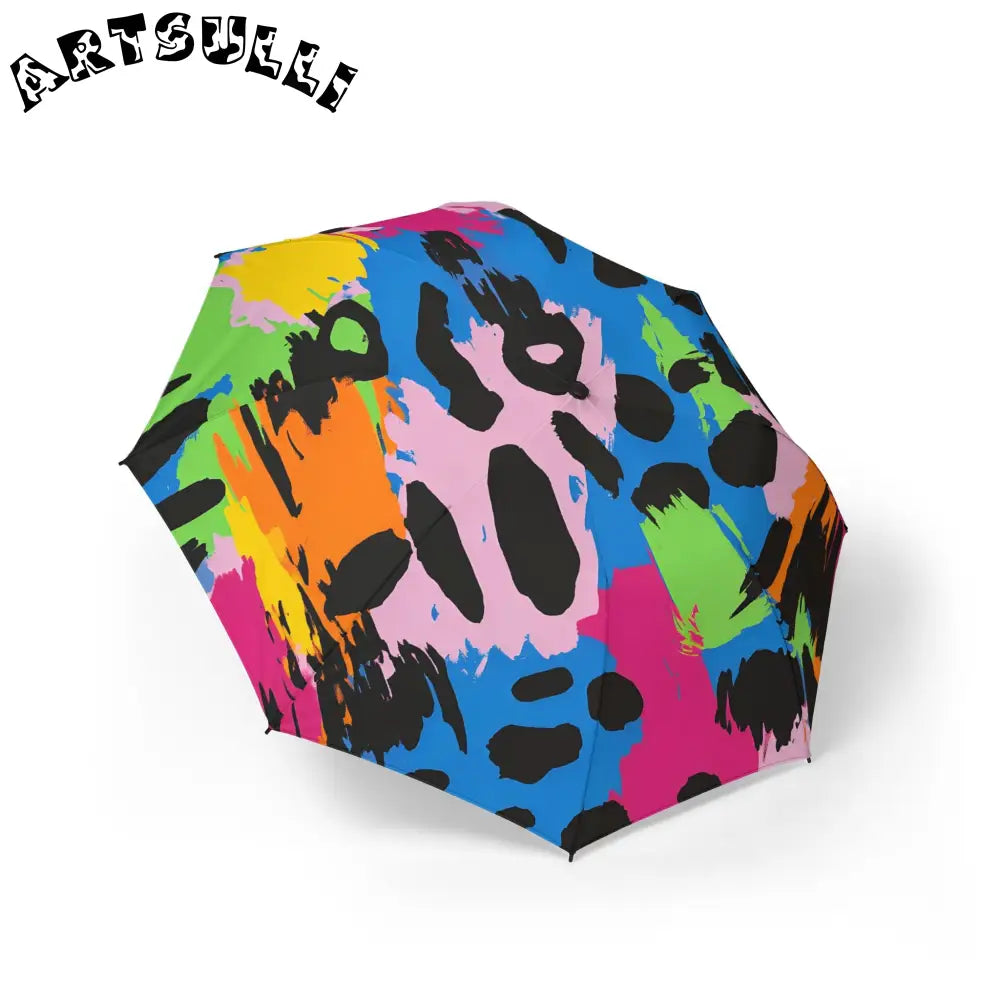 90s Neon Semi-Automatic Foldable Umbrella, Artsulli - Art is Long, Life is Short, Accessories, Size, One size, , , , , 33433606759134146793